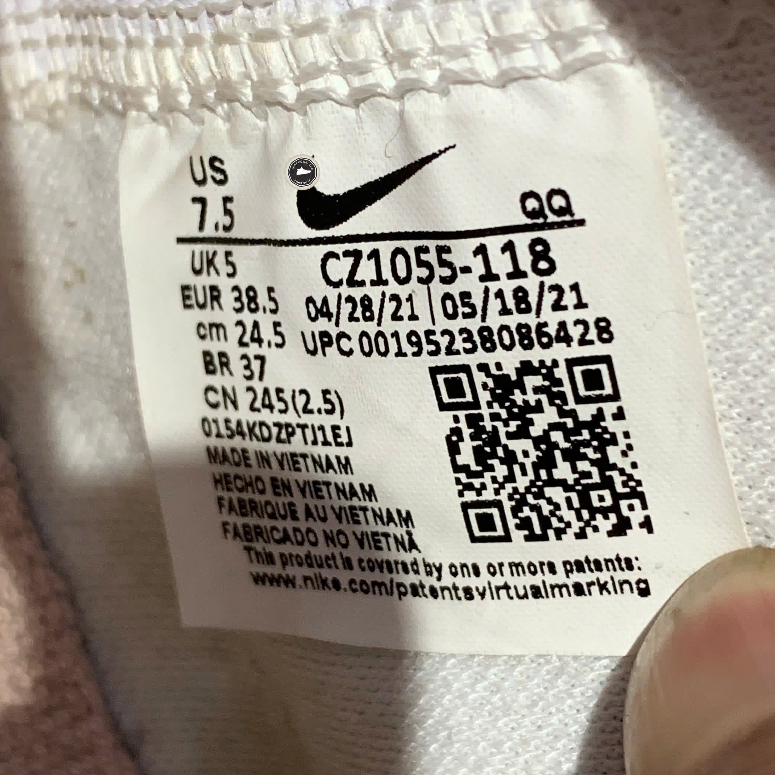 NIKE BLAZER MID '77 VINTAGE WHITE PINK OXFORD CZ1055 118 SIZE 38.5 GIÀY 2HAND CHÍNH HÃNG PVN20862