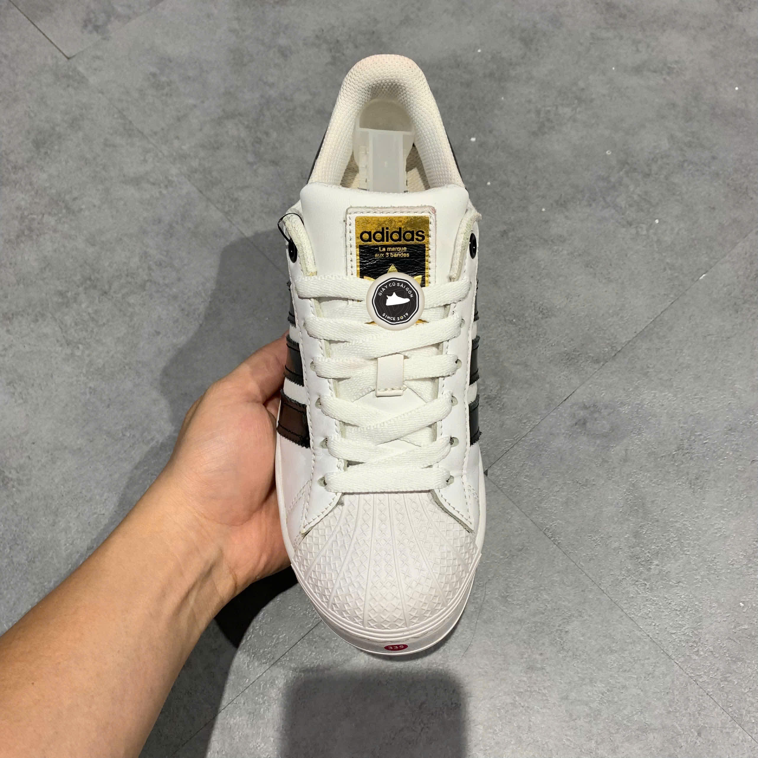 ADIDAS ORIGINALS SUPERSTAR BOLD 'CLOUD WHITE/CORE BLACK/GOLD METALLIC' FV3336 SIZE 38 GIÀY 2HAND CHÍNH HÃNG PVN20893