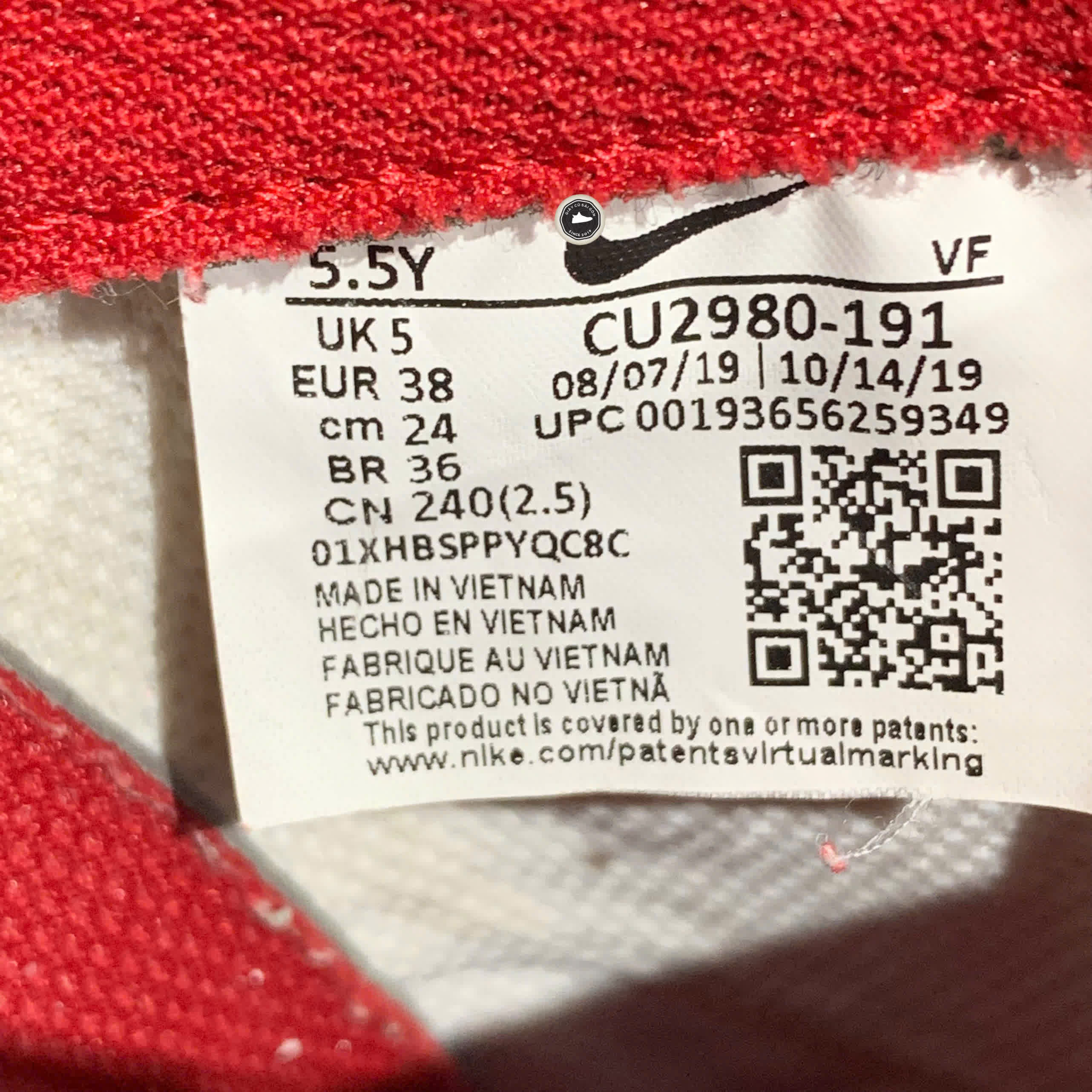 NIKE AIR FORCE 1 CHINESE NEW YEAR 2020 (GS) CU2980 191 SIZE 38 GIÀY 2HAND CHÍNH HÃNG PVN20686