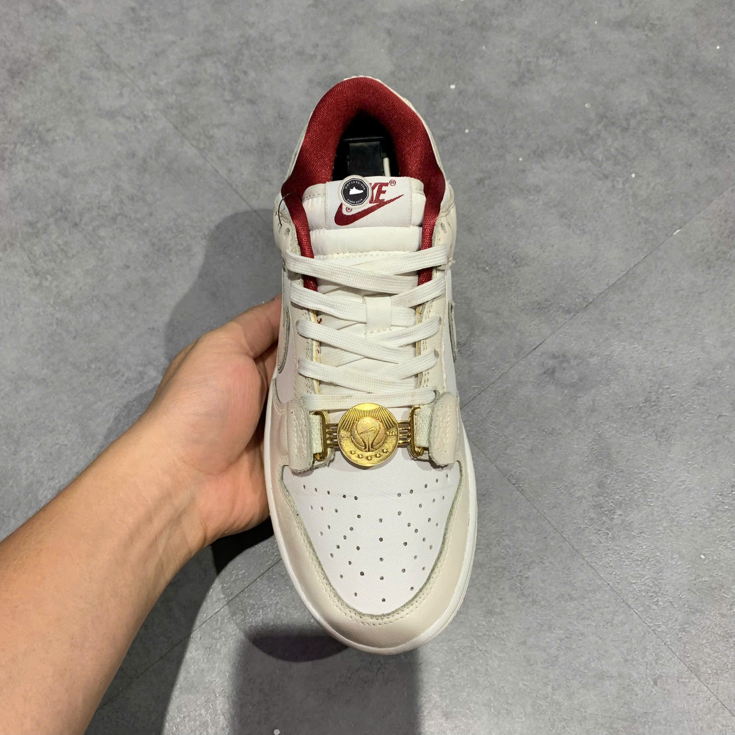 NIKE DUNK LOW SE JUST DO IT WHITE PHANTOM (WOMEN'S) DV1160 100 SIZE 38 GIÀY 2HAND CHÍNH HÃNG PVN20949