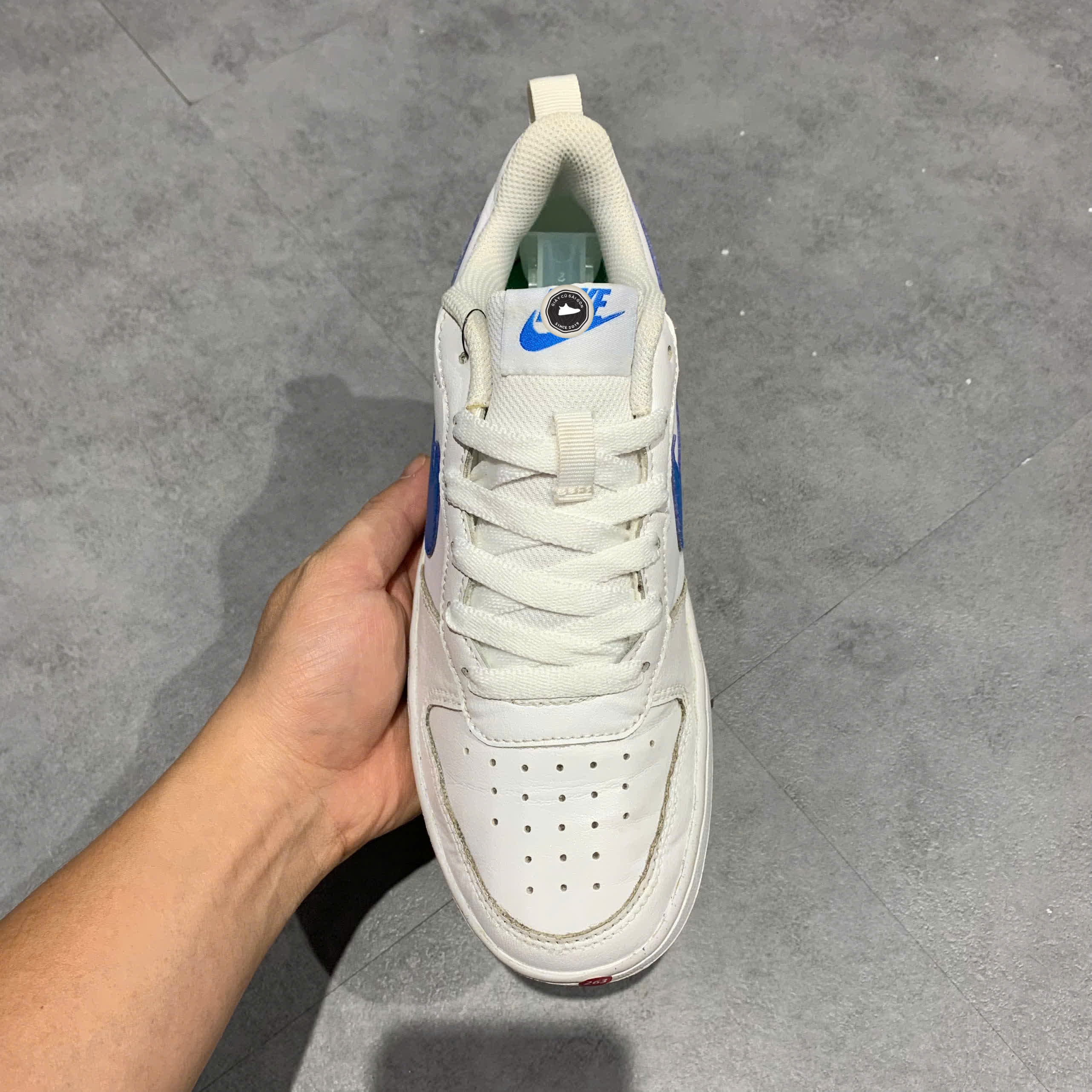 Nike Court Borough Low GS 'White Photo Blue' BQ5448 123 SIZE GIÀY 2HAND CHÍNH HÃNG 20943