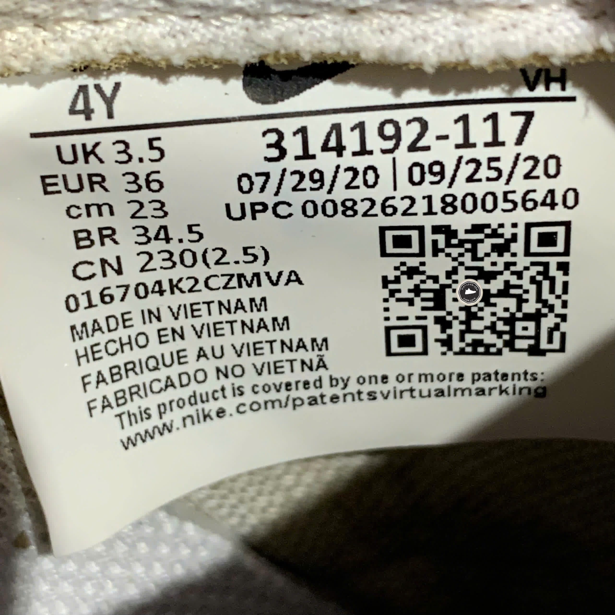 NIKE AIR FORCE 1 LOW GS 'WHITE' 314192 117 SIZE 36 GIÀY 2HAND CHÍNH HÃNG PVN20727