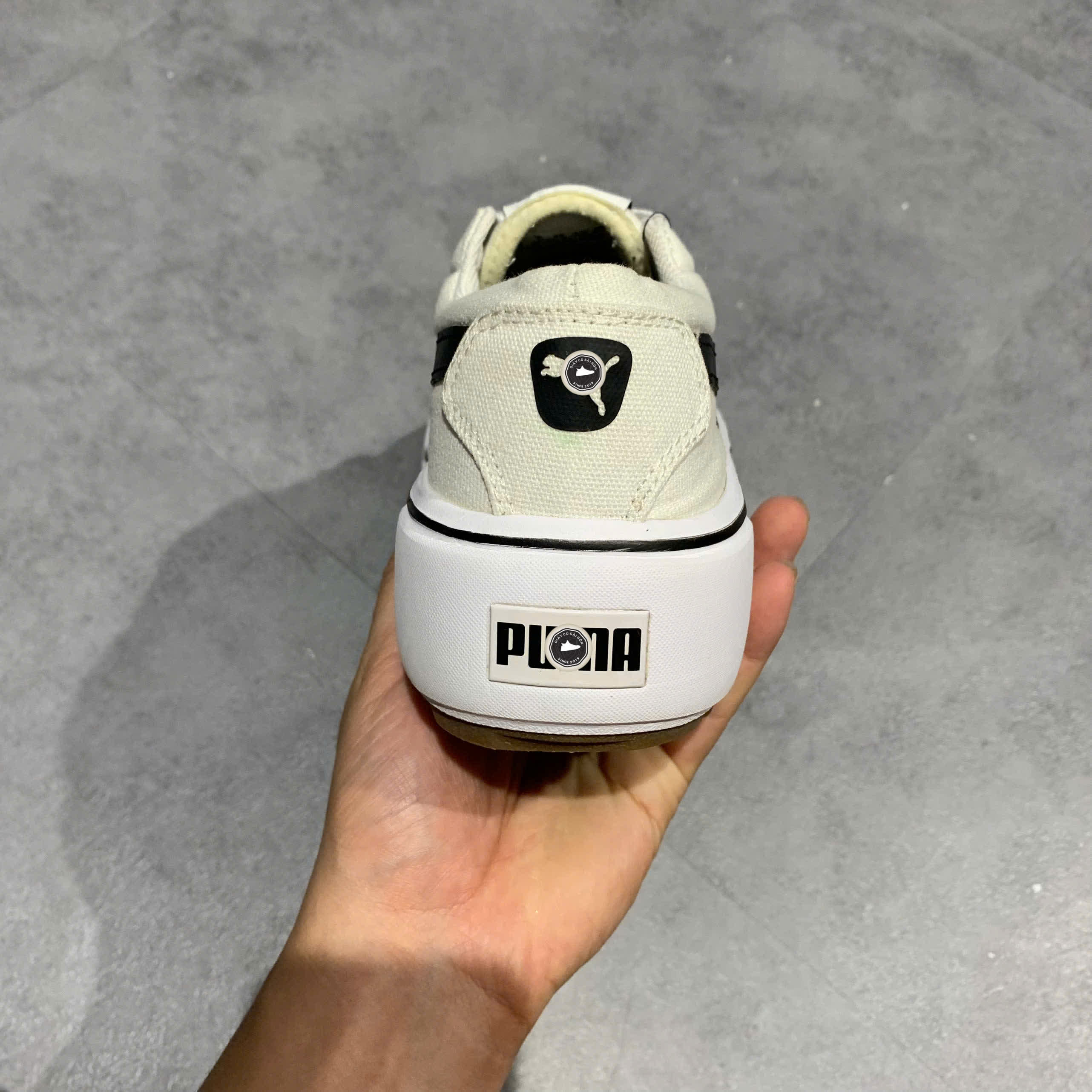 PUMA Kaia Platform 'White Black' 383804-01 SIZE 38 GIÀY 2HAND CHÍNH HÃNG PVN20844