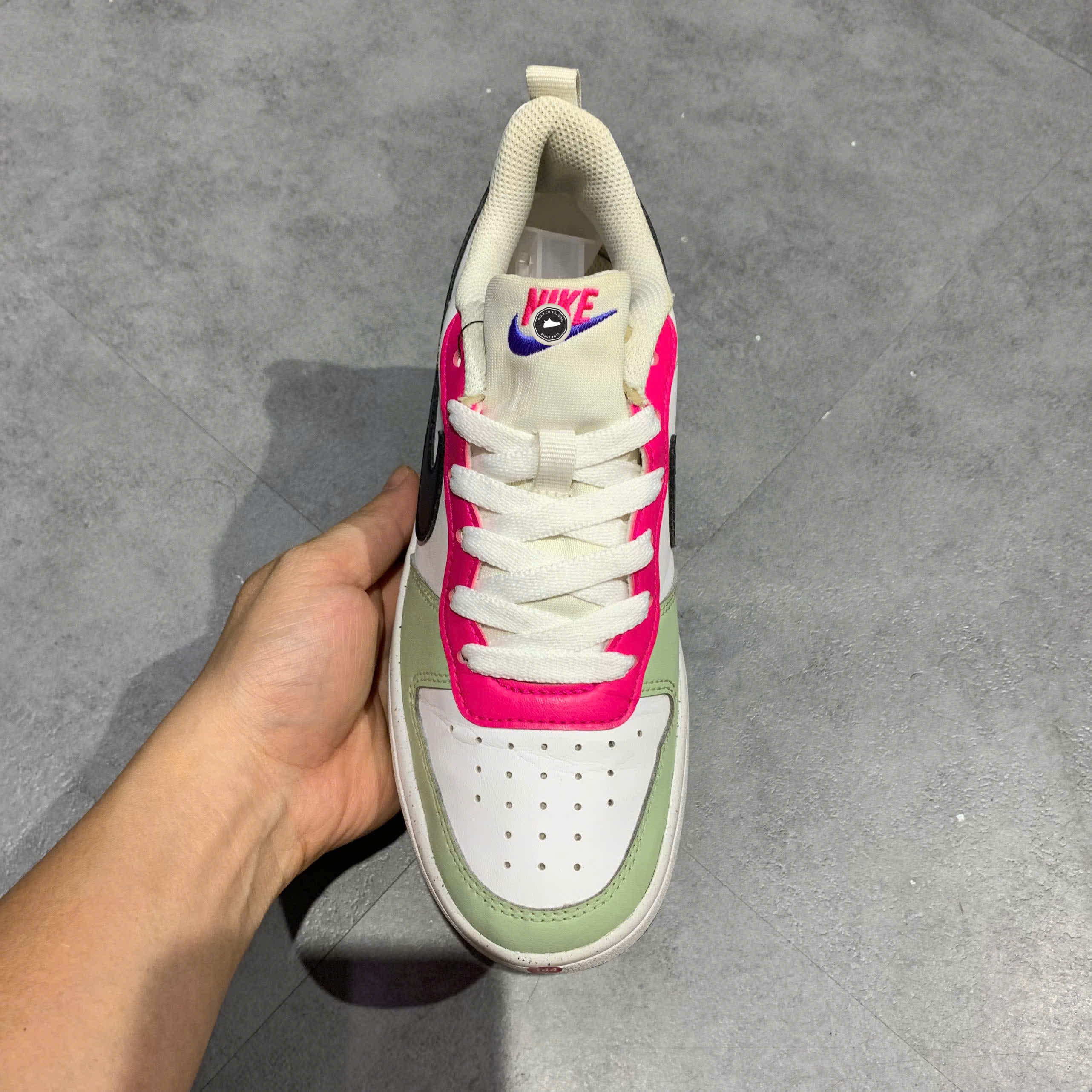 NIKE COURT BOROUGH LOW RECRAFT GS 'HONEYDEW PINK ULTRAMARINE' DV5456 108 SIZE 36.5 GIÀY 2HAND CHÍNH HÃNG PVN20853