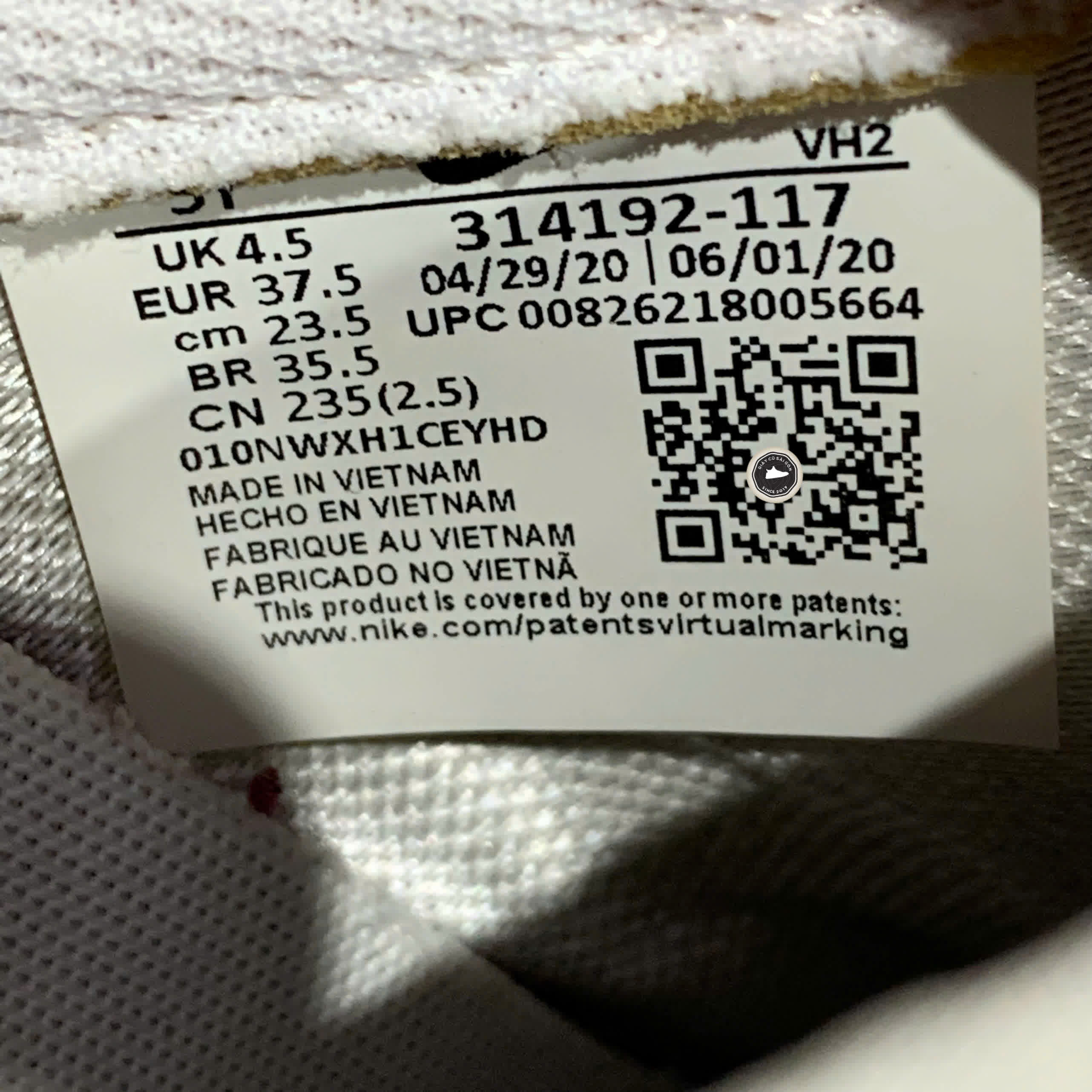 Nike Air Force 1 Low GS 'White' 314192 117 SIZE 37.5 GIÀY 2HAND CHÍNH HÃNG PVN20705