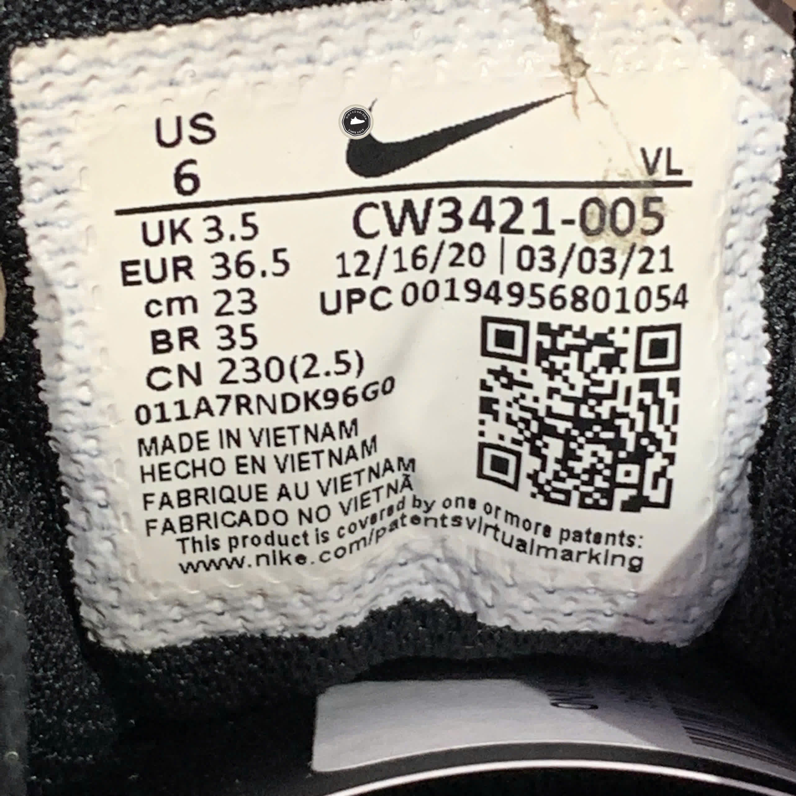 NIKE AIR ZOOM WINFLO 8 'BLACK WHITE' CW3421 005 SIZE 36.5 GIÀY 2HAND CHÍNH HÃNG PVN20842