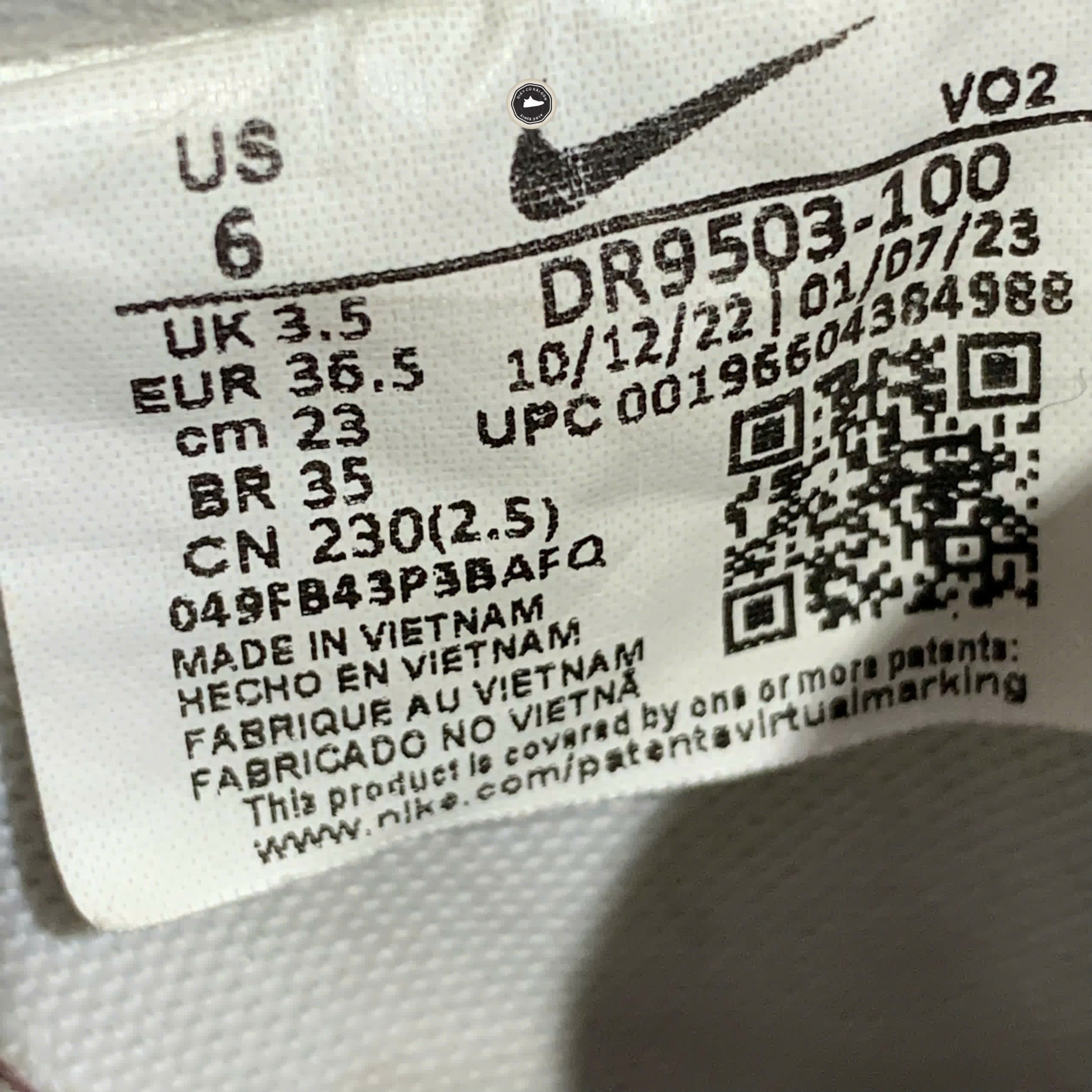 NIKE WMNS AIR FORCE 1 LOW PRM MF 'SUMMIT WHITE' DR9503 100 SIZE 36.5 GIÀY 2HAND CHÍNH HÃNG PVN20679