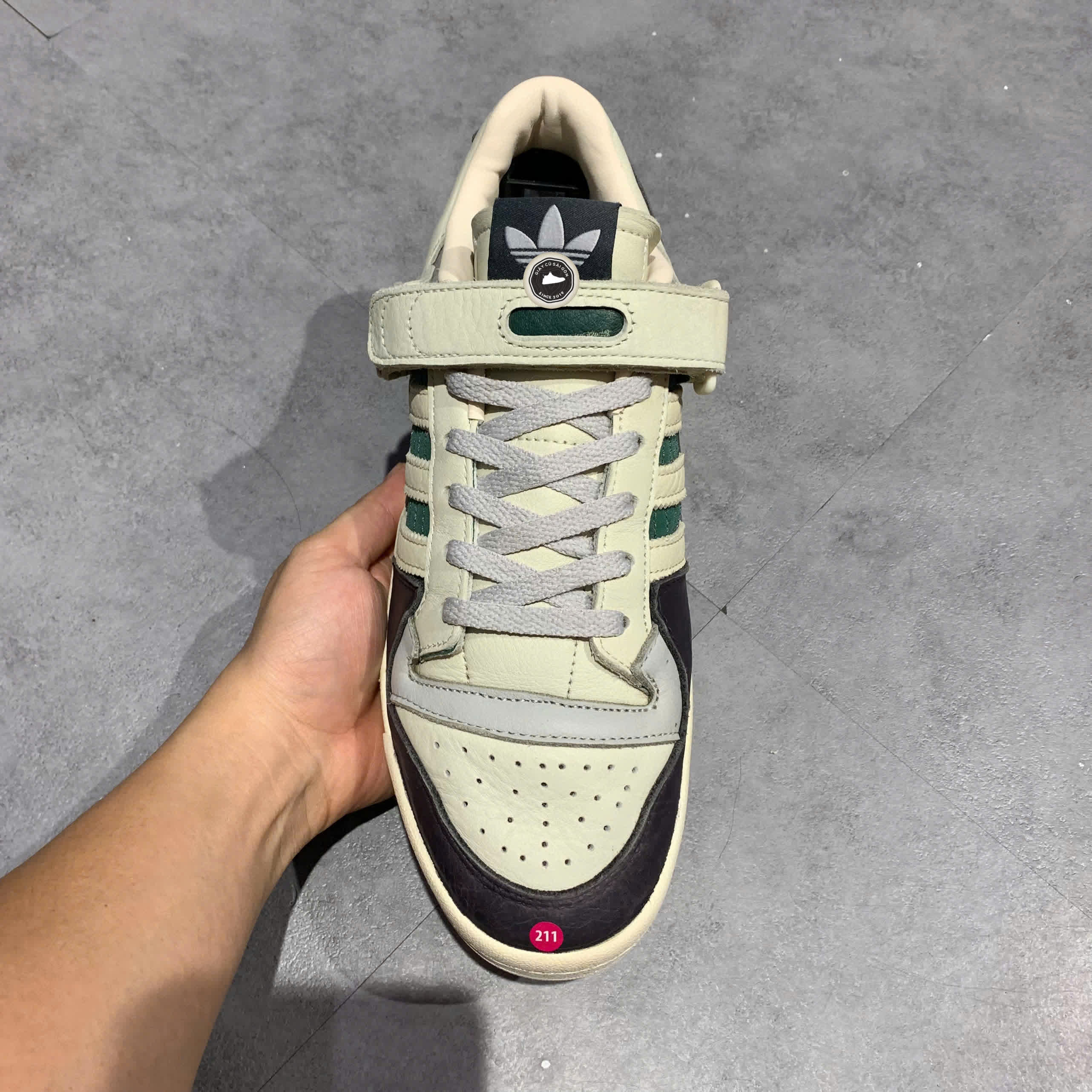 ADIDAS FORUM 84 LOW OFF WHITE GREEN HQ6938 SIZE 43 1/3 GIÀY 2HAND CHÍNH HÃNG PVN20497