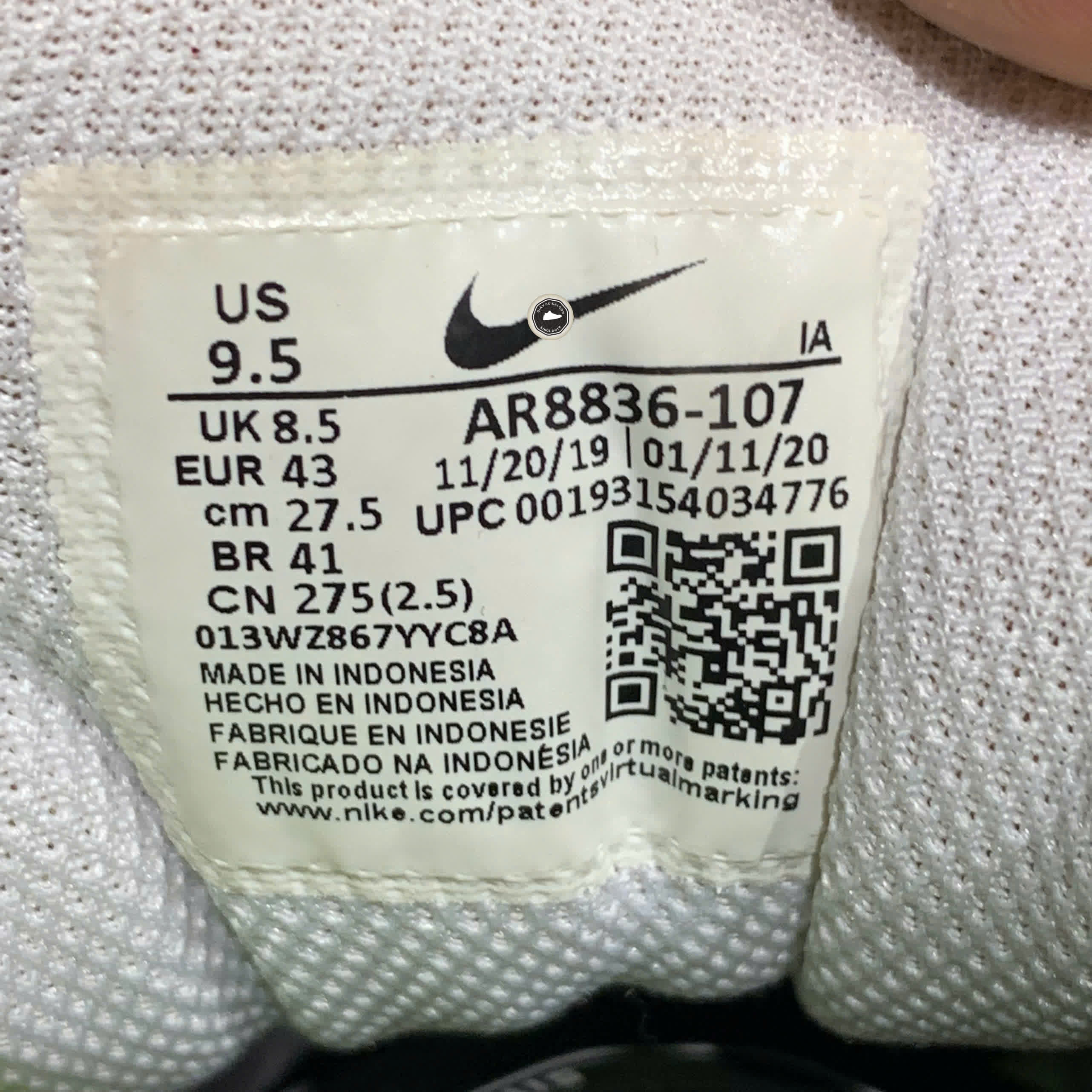 NIKE COURT LITE 2 WHITE/BLACK-VOLT AR8836-107 SIZE 43 GIÀY 2HAND CHÍNH HÃNG PVN20394