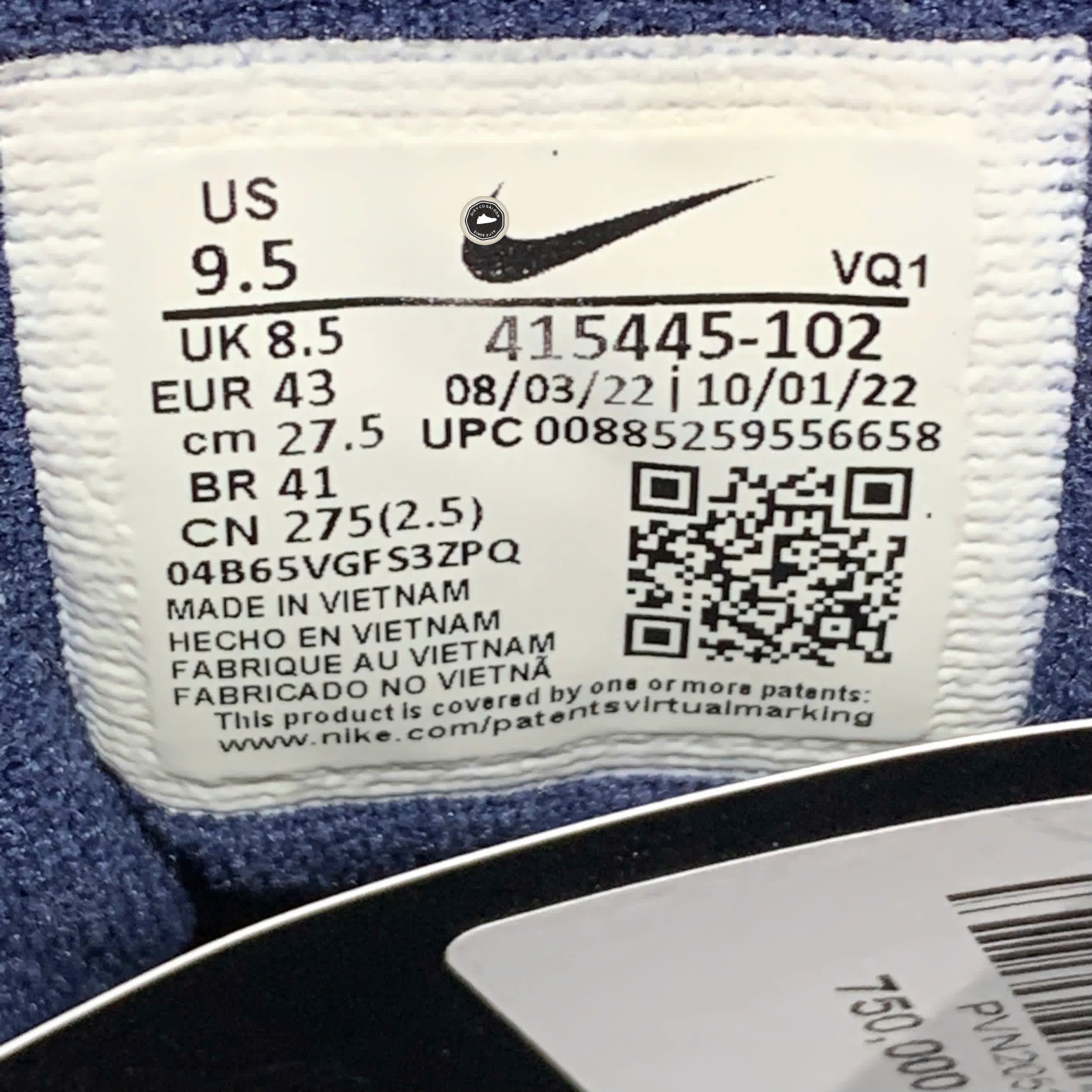 NIKE AIR MONARCH IV WHITE/METALLIC SILVER 415445-102 SIZE 43 GIÀY 2HAND CHÍNH HÃNG PVN20522