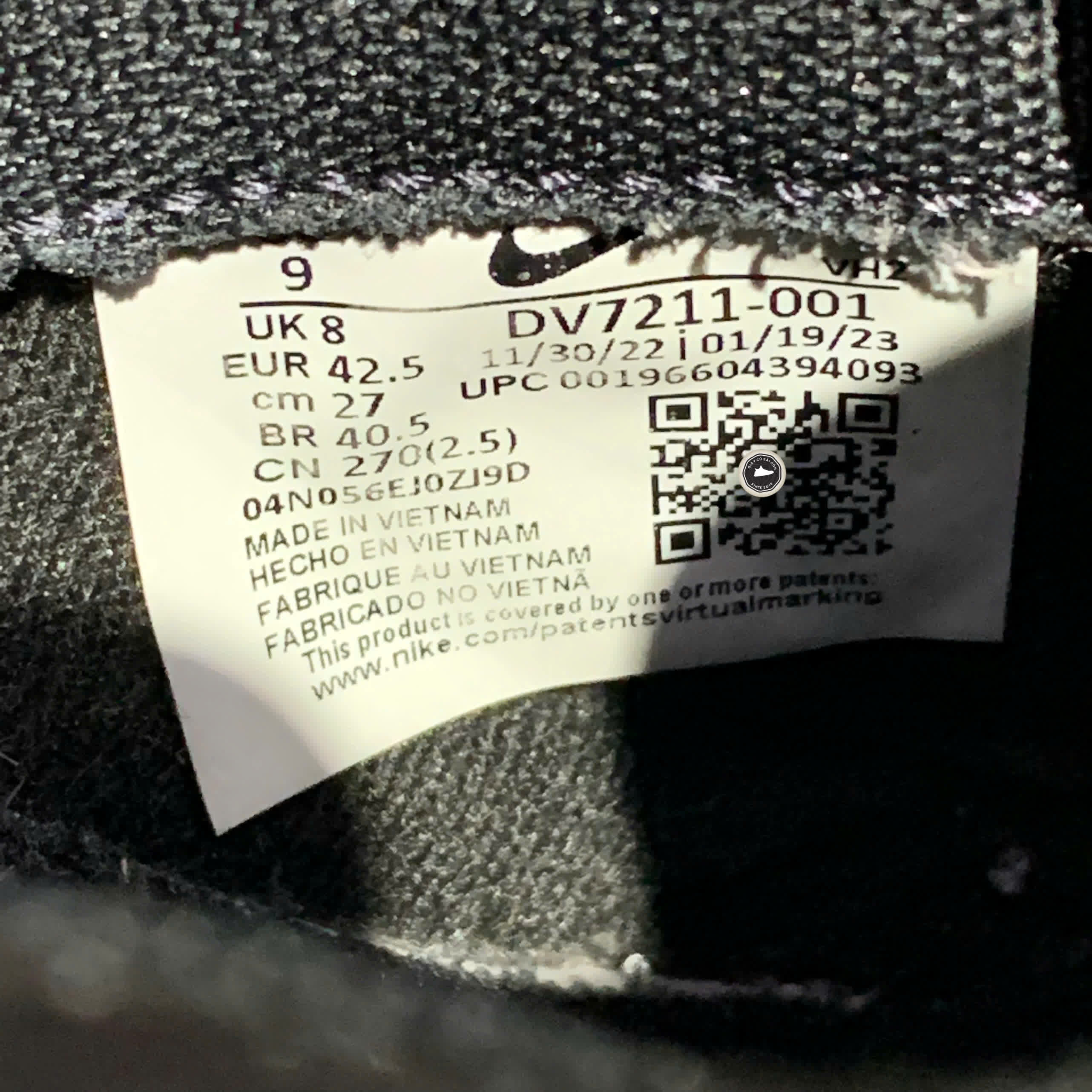 NIKE DUNK LOW BLACK CANVAS DV7211 001 SIZE 42.5 GIÀY 2HAND CHÍNH HÃNG PVN20538