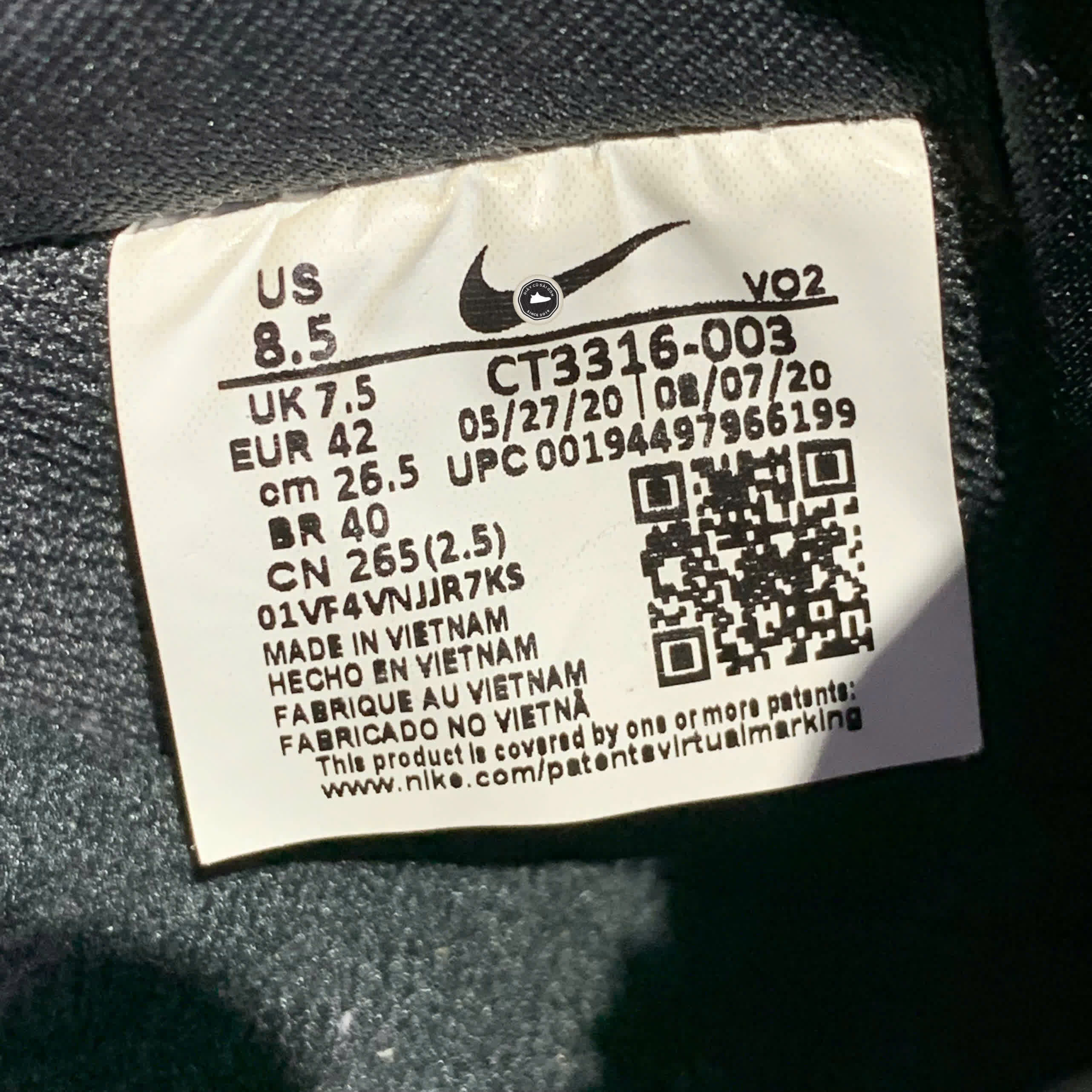 Nike 3M x Air Force 1 React LX 'Anthracite Volt' CT3316 003 SIZE 42 GIÀY 2HAND CHÍNH HÃNG PVN20447