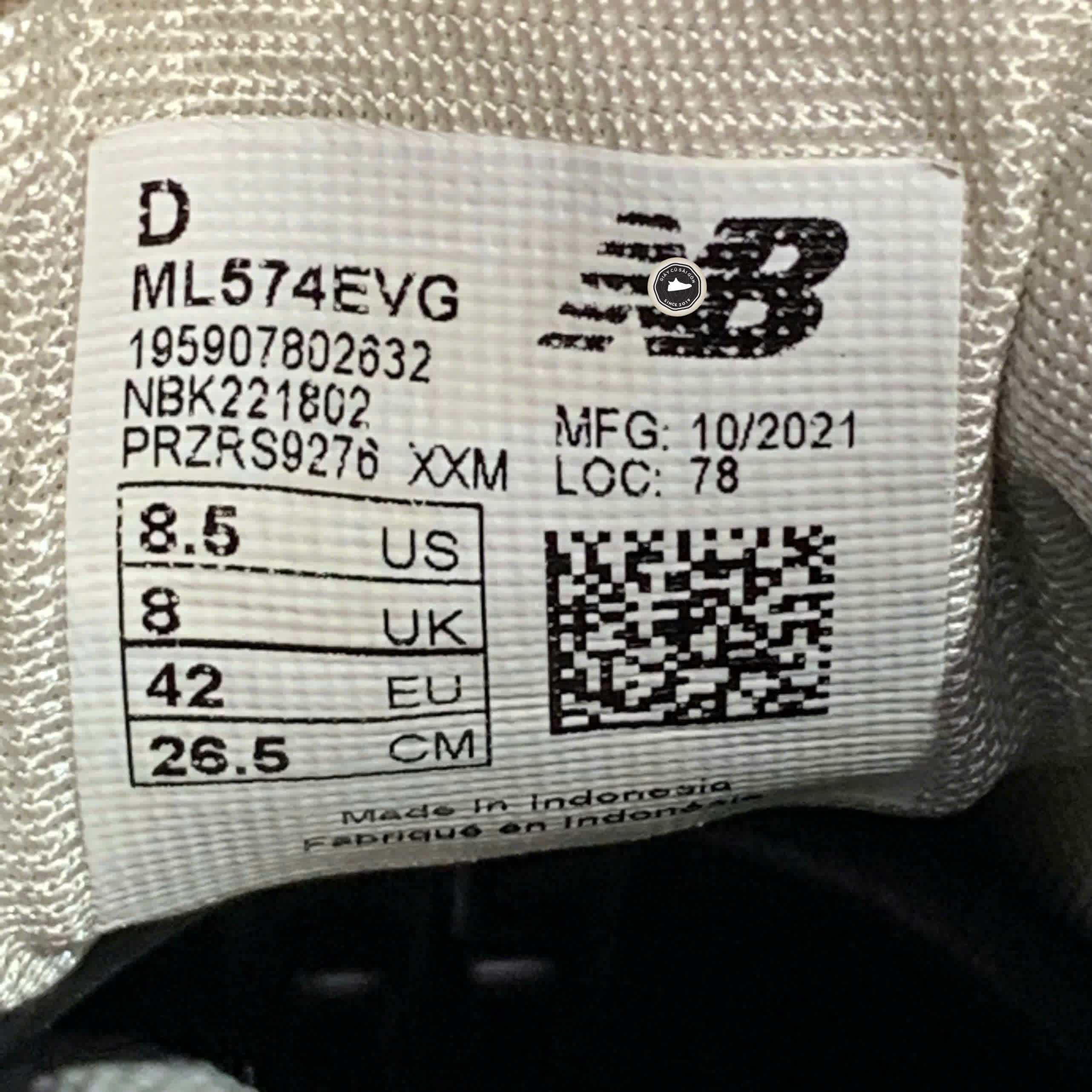 New Balance 574 Core Grey ML574EVG SIZE 42 GIÀY 2HAND CHÍNH HÃNG PVN20984