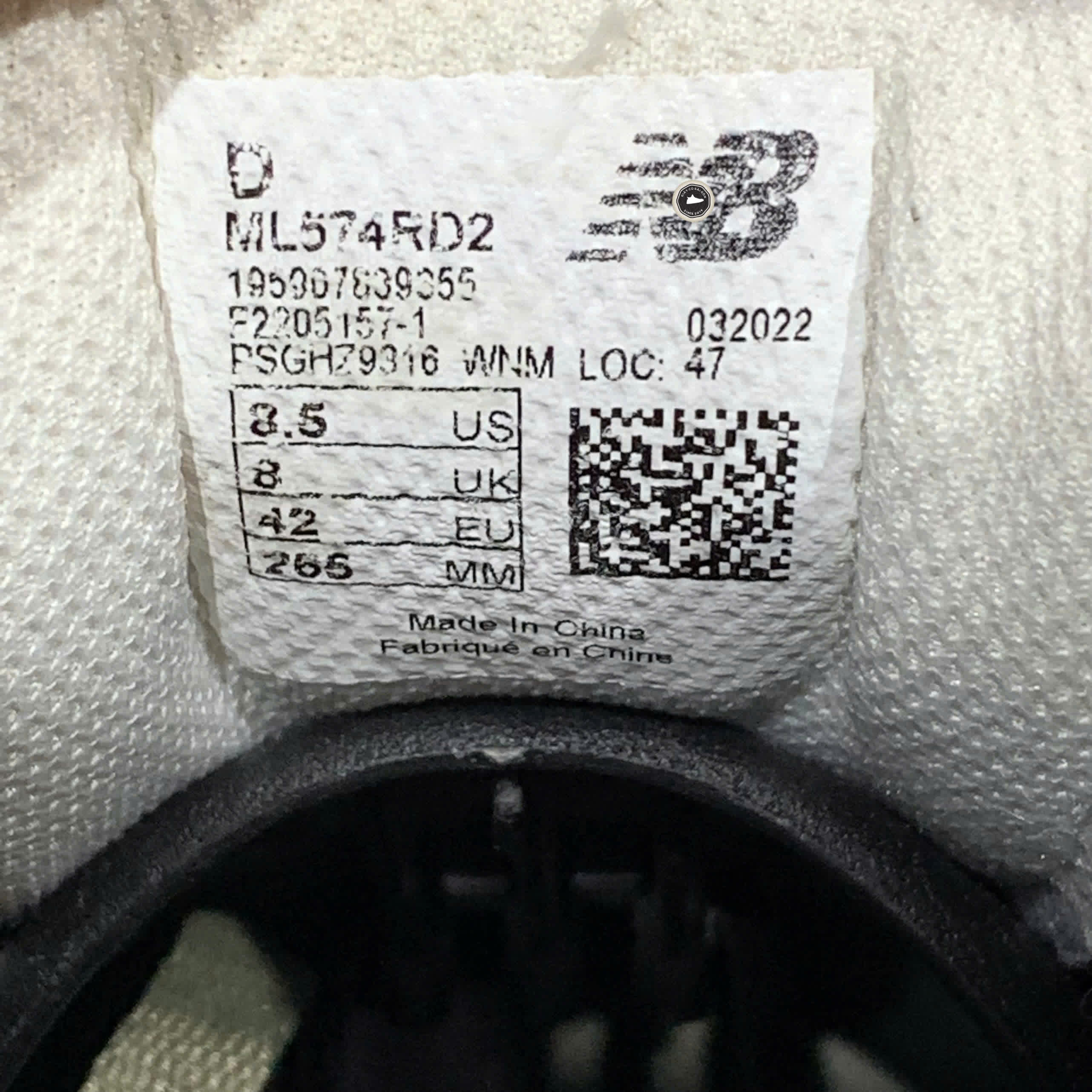 NEW BALANCE 574 'GREY SEA SALT' ML574RD2 SIZE 42 GIÀY 2HAND CHÍNH HÃNG PVN20986