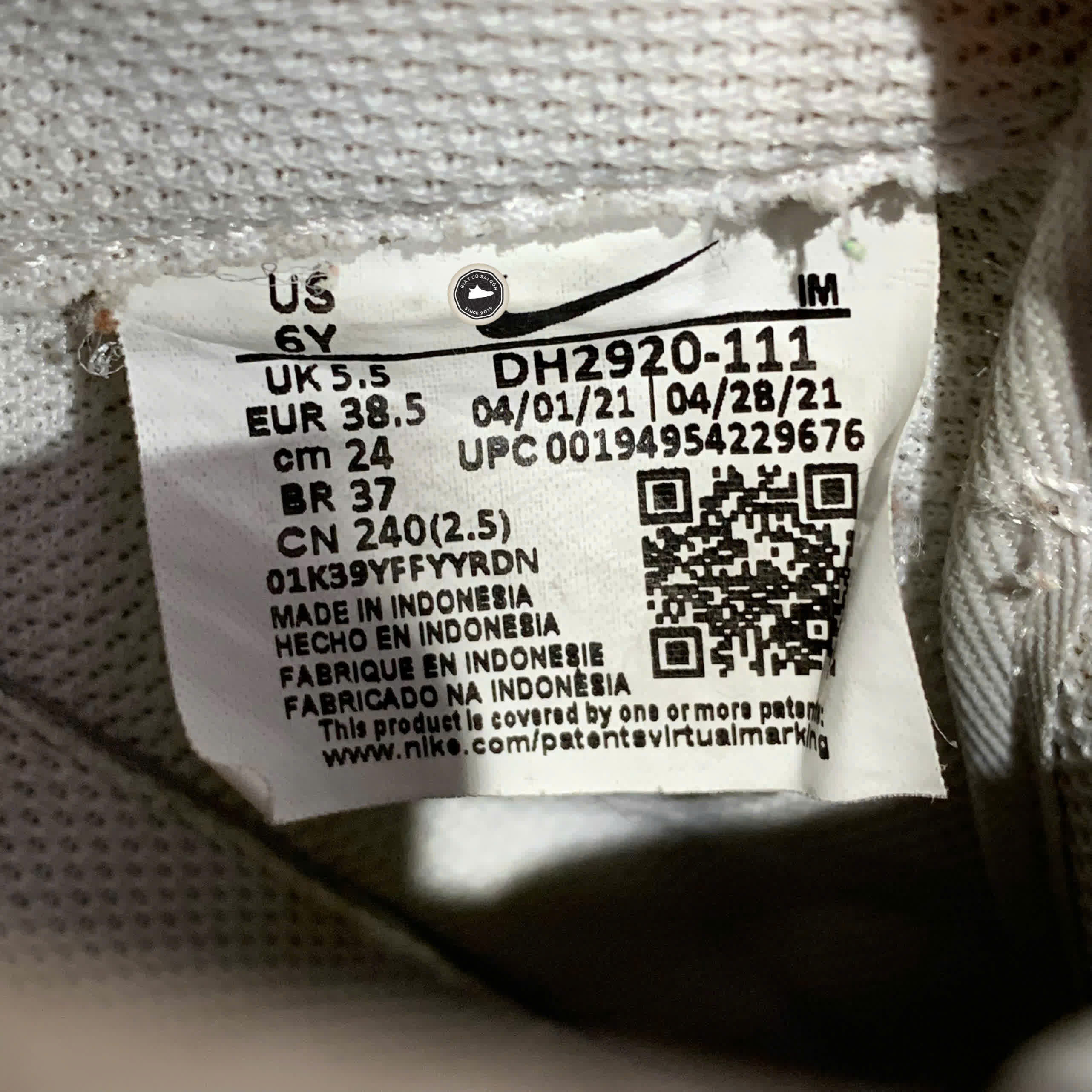 NIKE AIR FORCE 1 LE BIG KIDS' SHOES DH2920 111 SIZE 38.5 GIÀY 2HAND CHÍNH HÃNG PVN20790