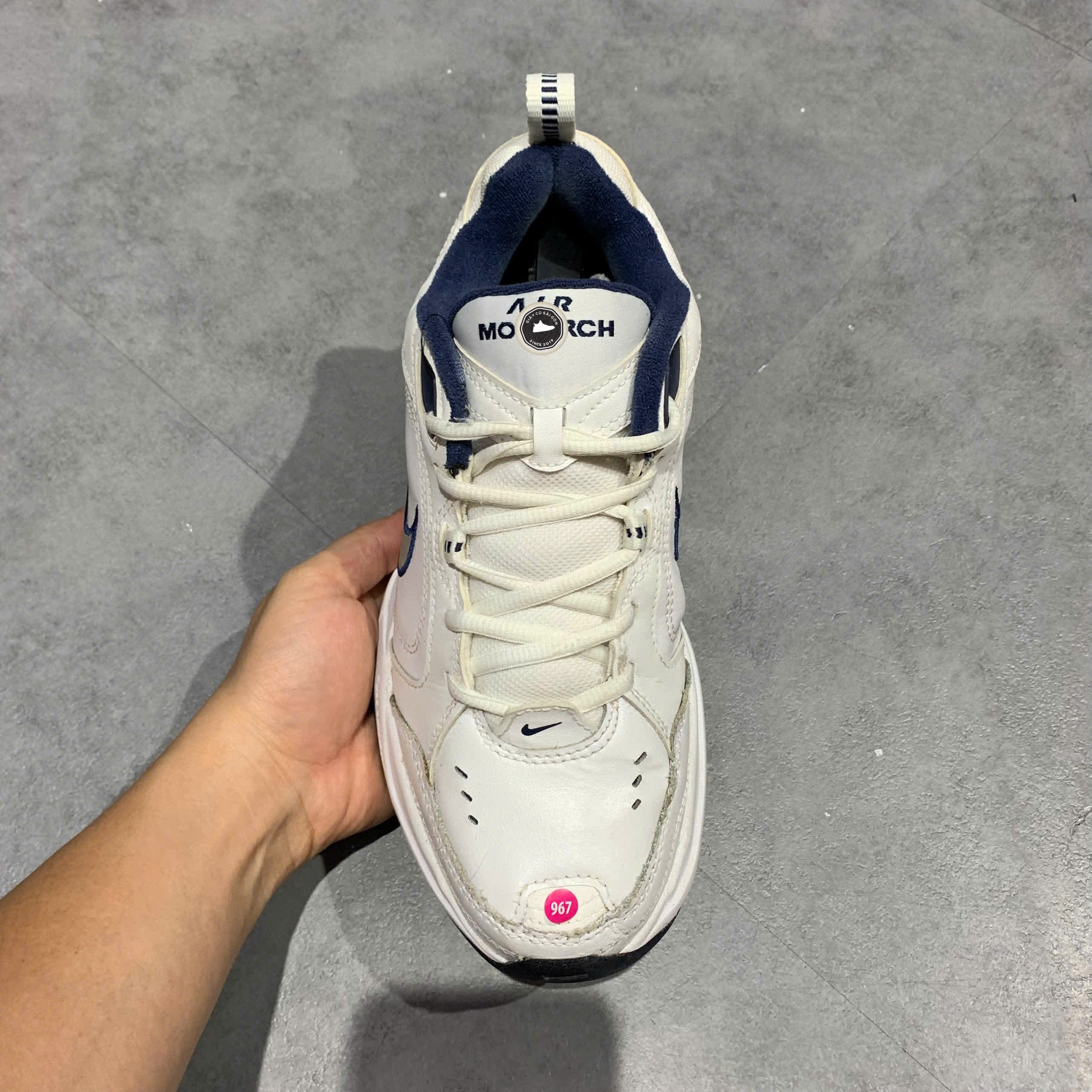 NIKE AIR MONARCH IV 'WHITE NAVY' 415445 102 SIZE 40.5 GIÀY 2HAND CHÍNH HÃNG PVN20570