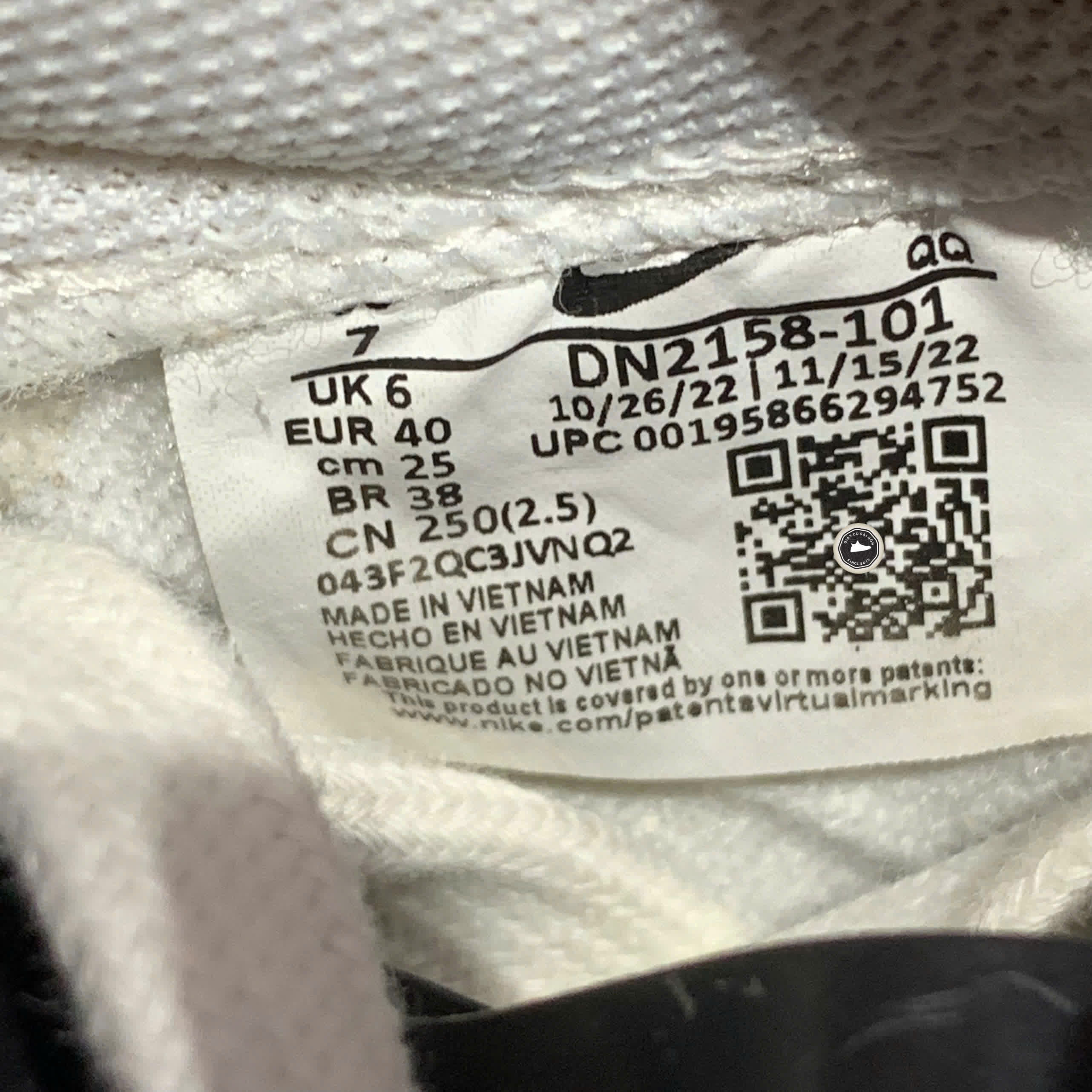 NIKE BLAZER LOW '77 JUMBO 'WHITE BLACK' DN2158-101 SIZE 40 GIÀY 2HAND CHÍNH HÃNG PVN20569