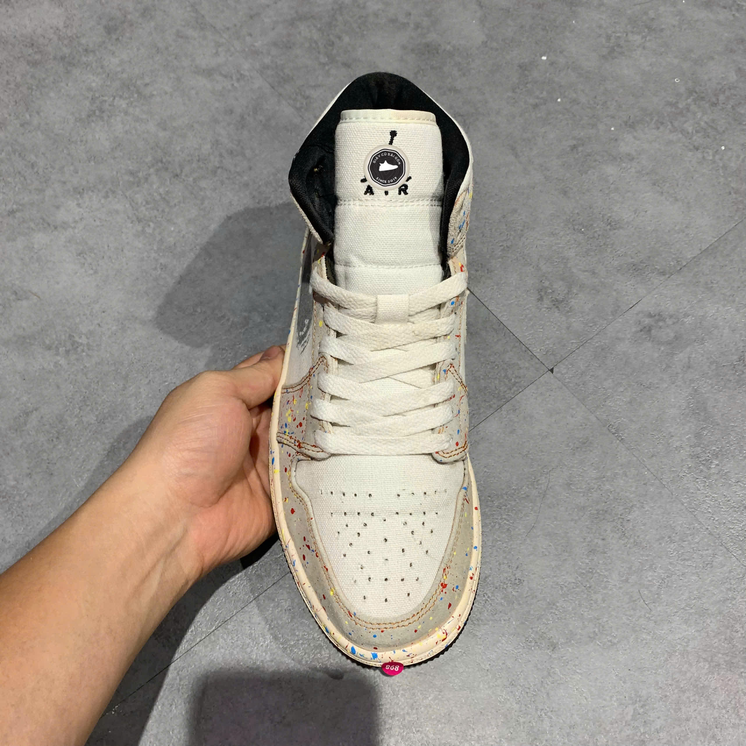 NIKE AIR JORDAN 1 MID SE 'BRUSHSTROKE PAINT SPLATTER' DA8005 100 SIZE 40.5 GIÀY 2HAND CHÍNH HÃNG PVN20631