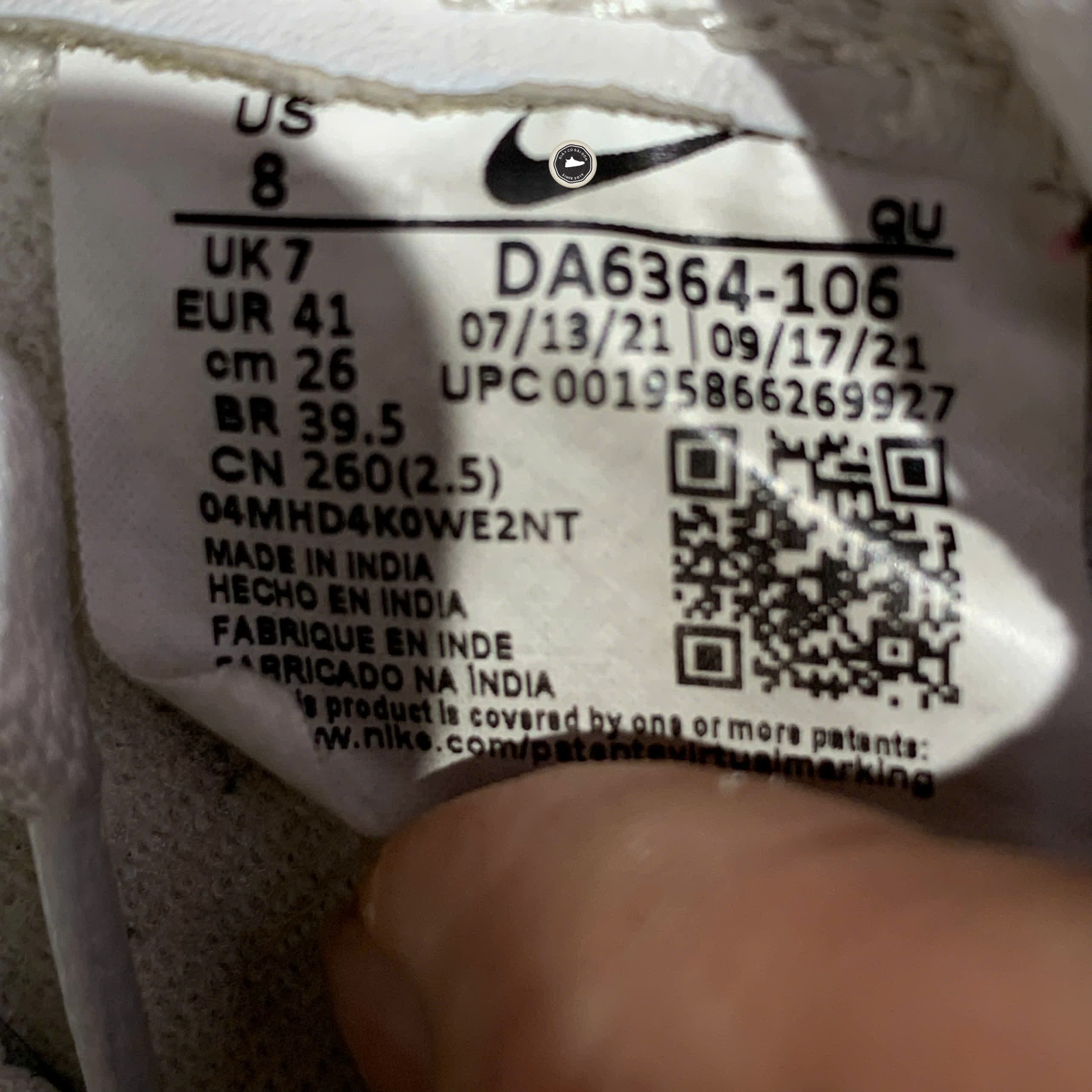 NIKE BLAZER LOW '77 VINTAGE 'SAIL MULTI' DA6364 106 SIZE 41 GIÀY 2HAND CHÍNH HÃNG PVN20418