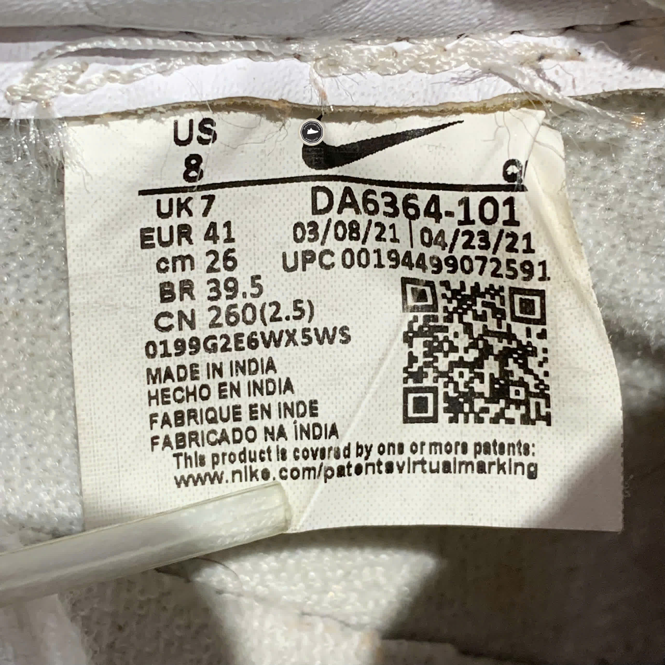 NIKE BLAZER LOW '77 VINTAGE 'WHITE BLACK' DA6364 101 SIZE 41 GIÀY 2HAND CHÍNH HÃNG PVN20428