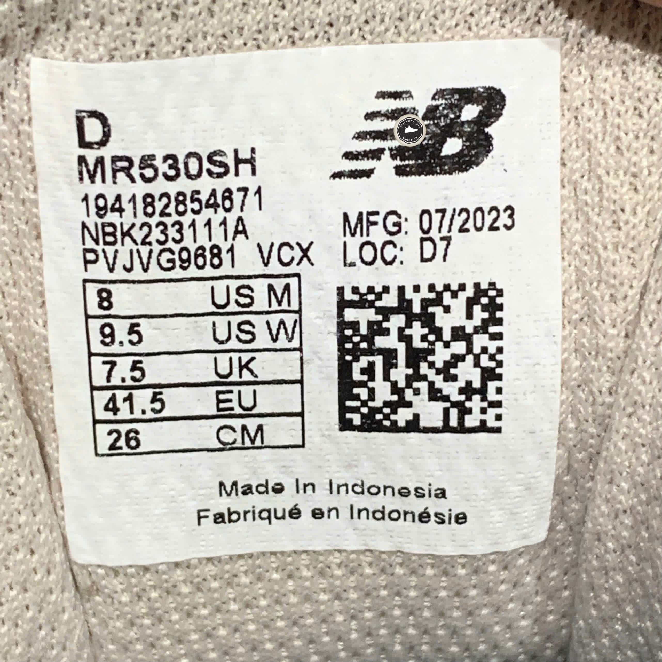 NEW BALANCE 530 'IVORY' MR530SH SIZE 41.5 GIÀY 2HAND CHÍNH HÃNG PVN21022