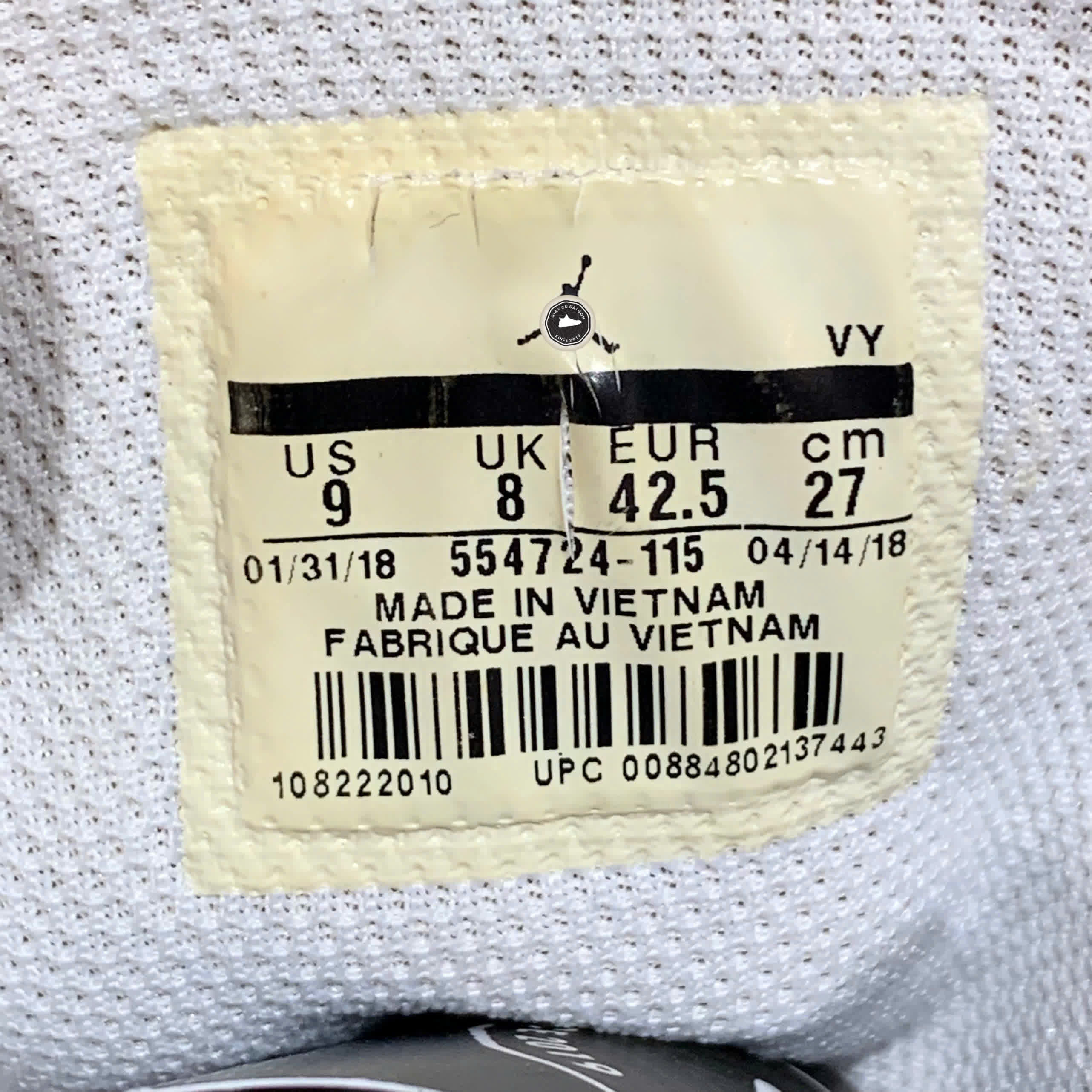 Air Jordan 1 Mid 'White Cement' 554724 115 SIZE 42.5 GIÀY 2HAND CHÍNH HÃNG PVN20387