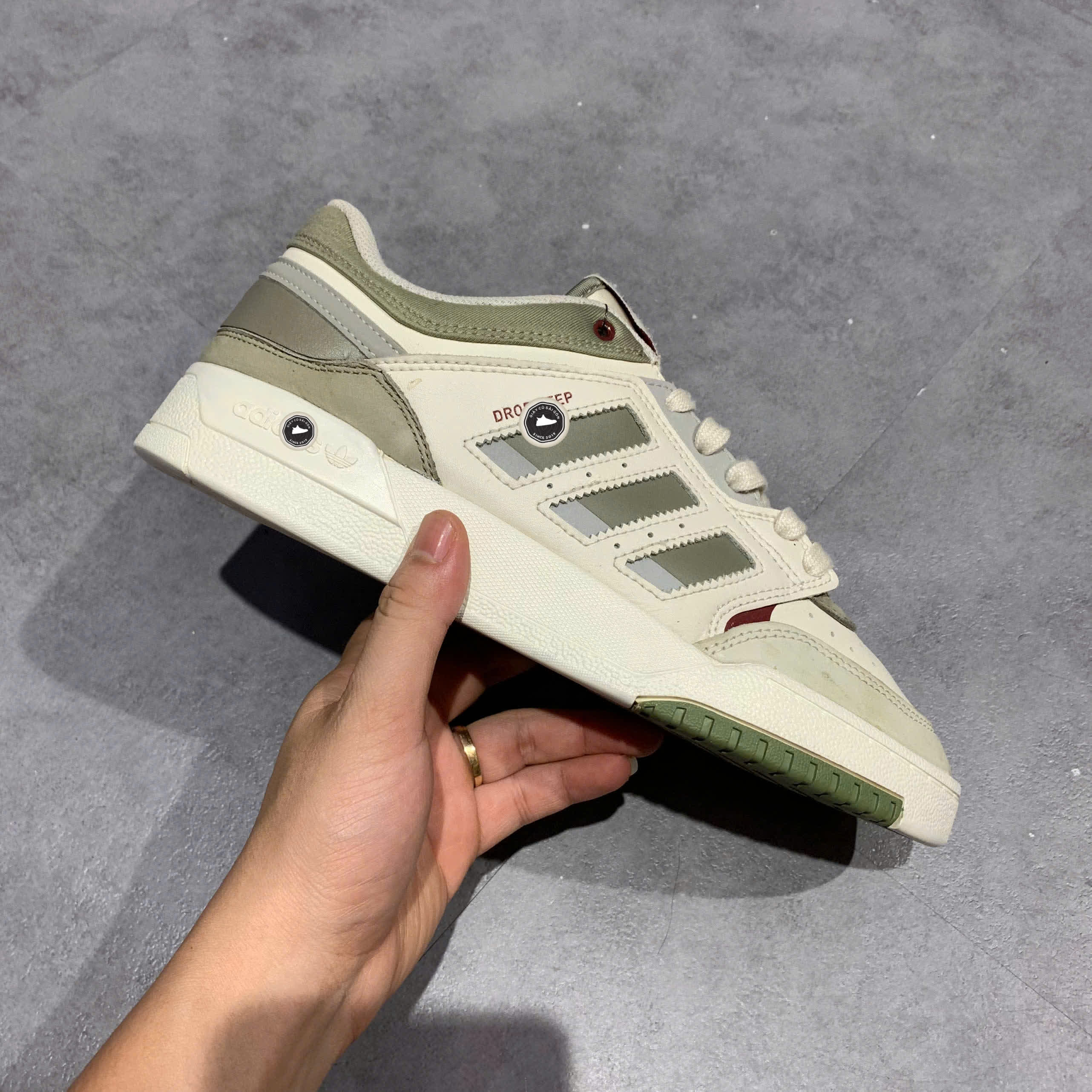 ADIDAS ORIGINALS DROP STEP 'WHITE DARK GREEN' GW9734 SIZE 42 GIÀY 2HAND CHÍNH HÃNG PVN21180