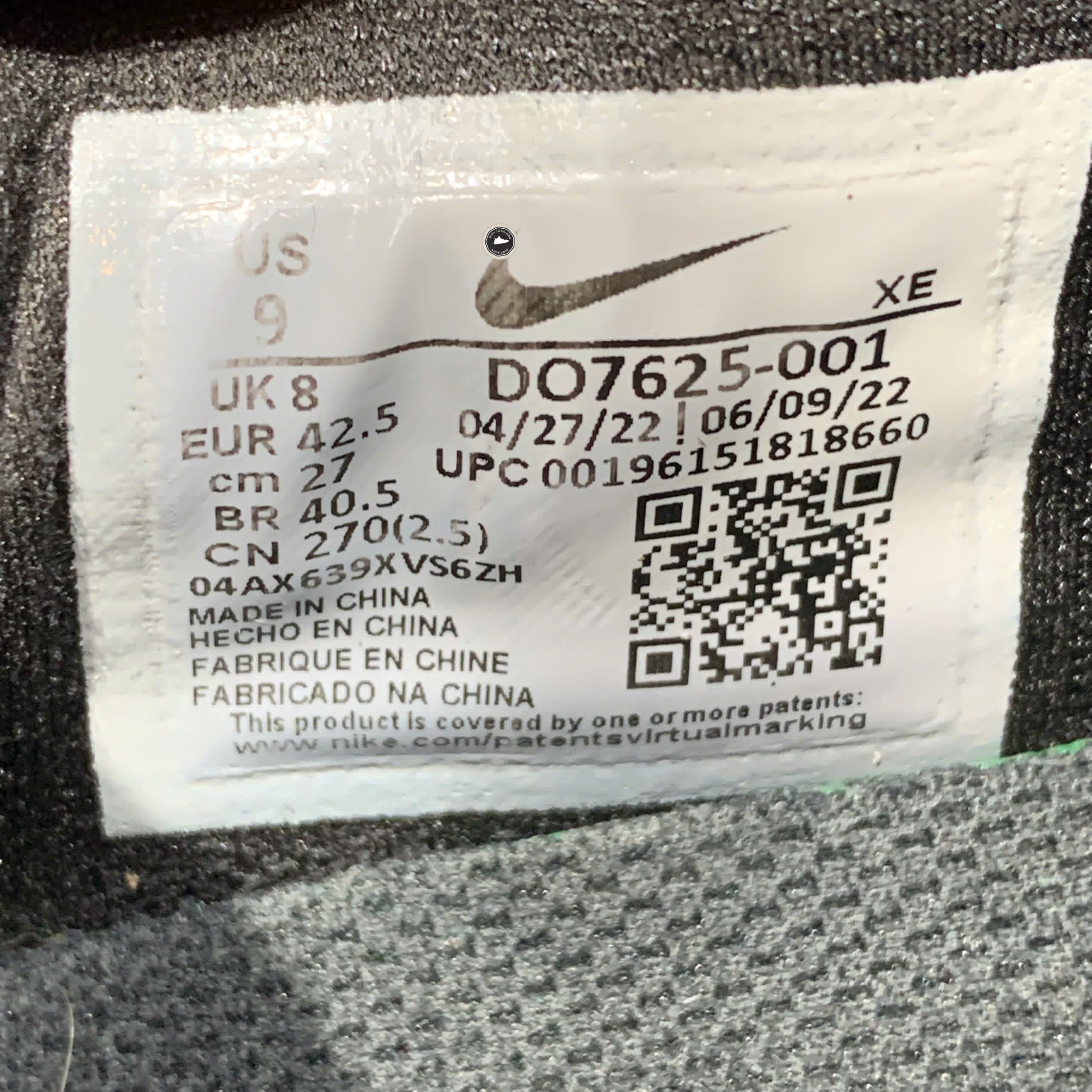 NIKE AIR ZOOM PEGASUS 39 SHIELD 'BLACK OFF NOIR' DO7625 001 SIZE 42.5 GIÀY 2HAND CHÍNH HÃNG PVN21350