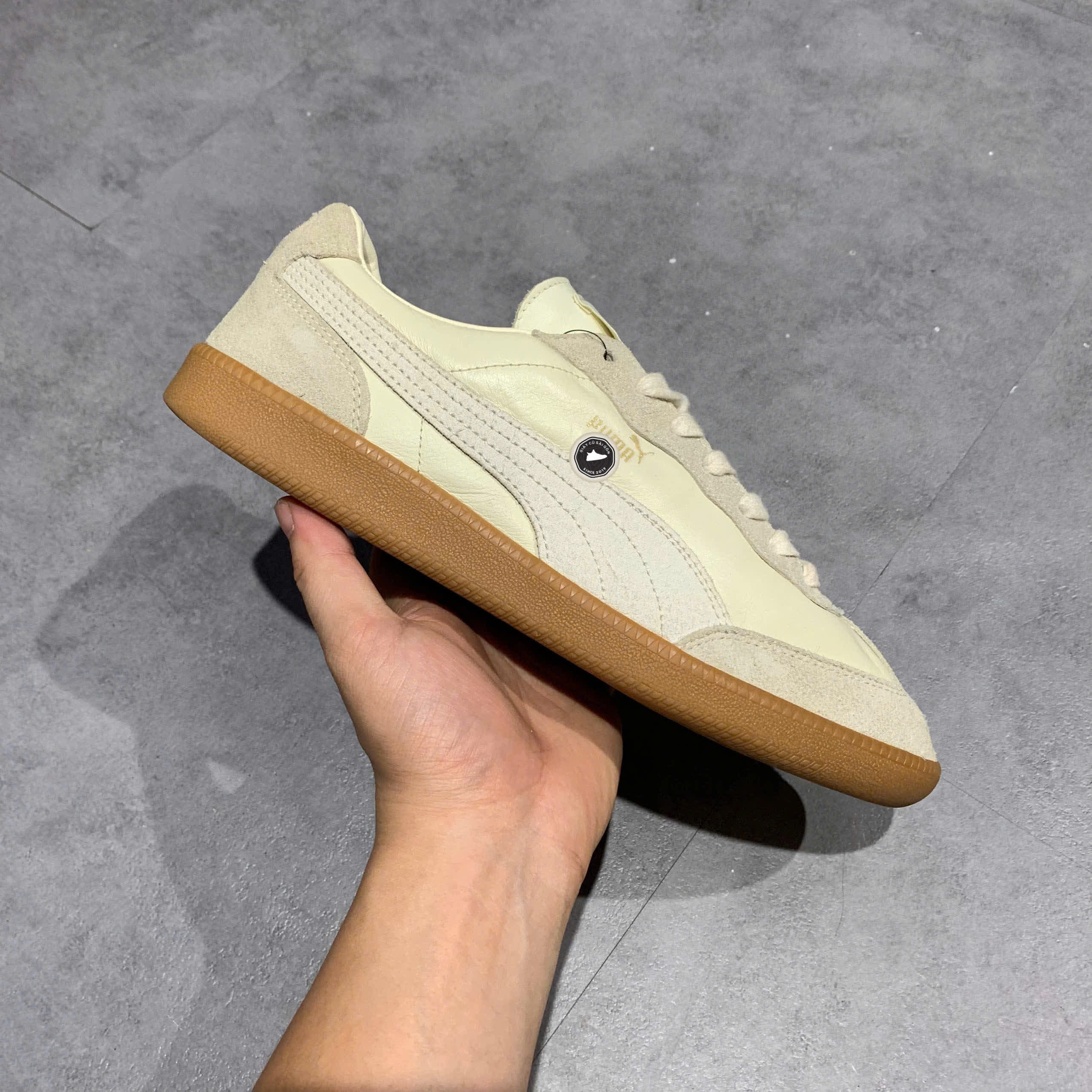 Puma Liga Leather Beige 364597 01 SIZE 42 GIÀY 2HAND CHÍNH HÃNG PVN21345
