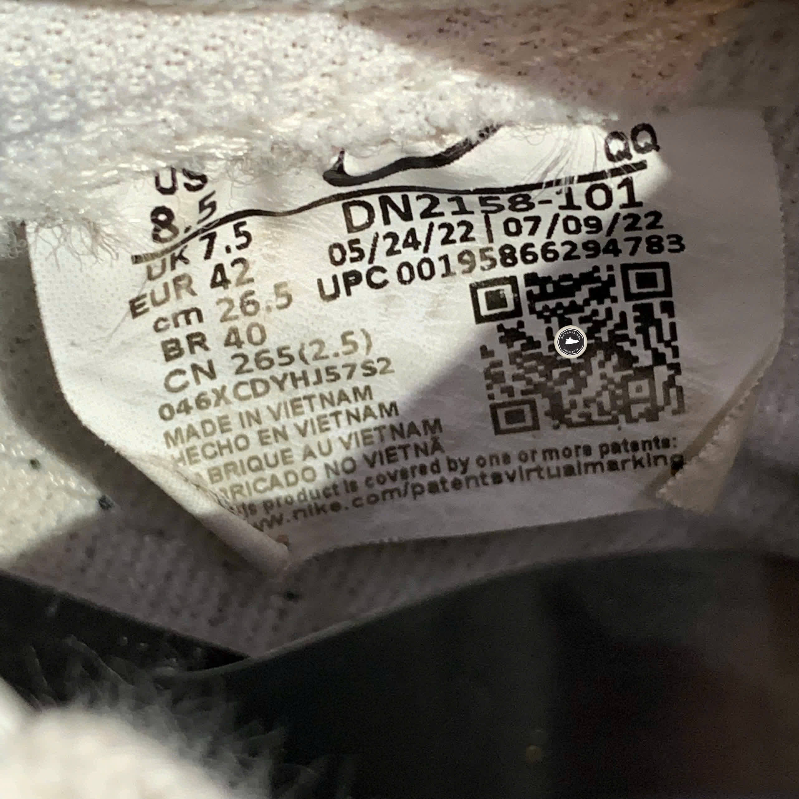 NIKE BLAZER LOW '77 JUMBO "WHITE BLACK SAIL" DN2158 101 SIZE 42 GIÀY 2HAND CHÍNH HÃNG PVN21131