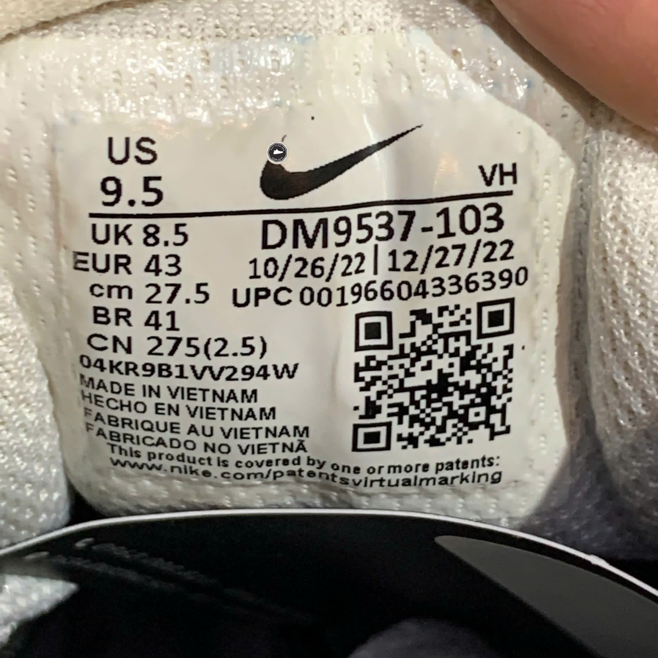 NIKE AIR MAX SYSTM WHITE/SUMMIT WHITE/BLACK DM9537-103 SIZE 43 GIÀY 2HAND CHÍNH HÃNG PVN21270