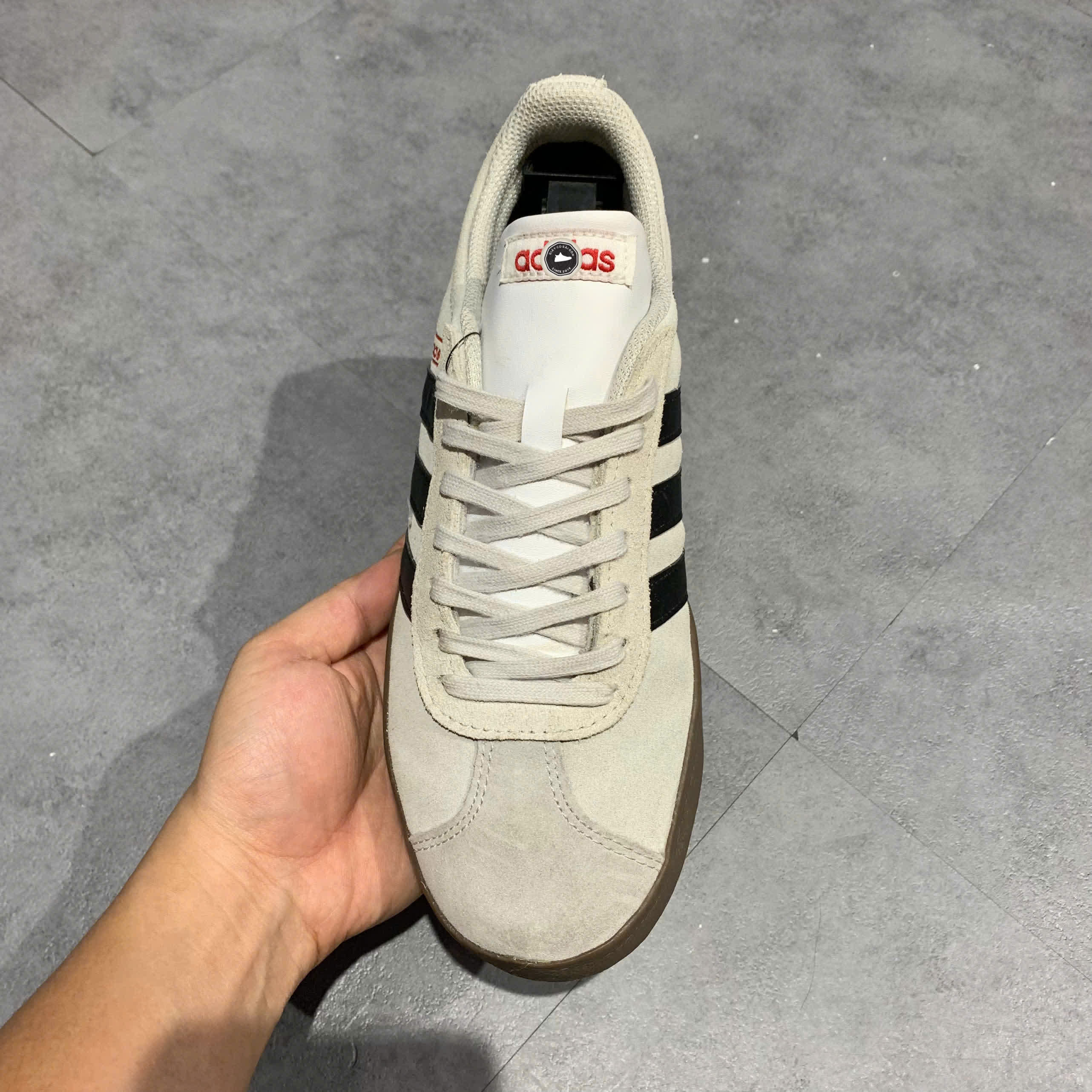 ADIDAS VL COURT 2.0 GREY BLACK GUM HQ1802 SIZE 40 2/3 GIÀY 2HAND CHÍNH HÃNG PVN21144