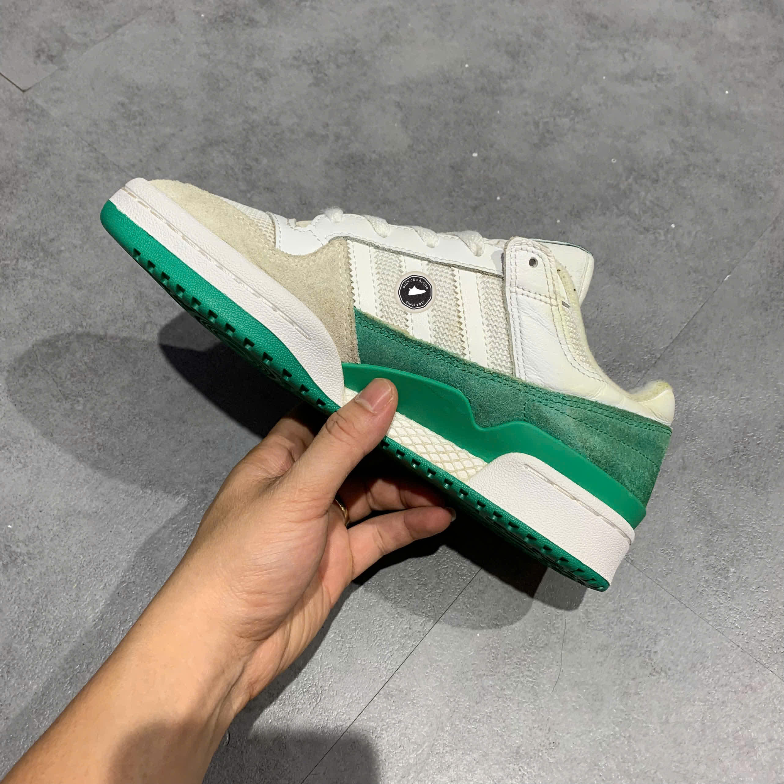 Adidas Originals Forum Low CL Cloud White Court Green FZ6262 SIZE 39 1/3 GIÀY 2HAND CHÍNH HÃNG PVN21236