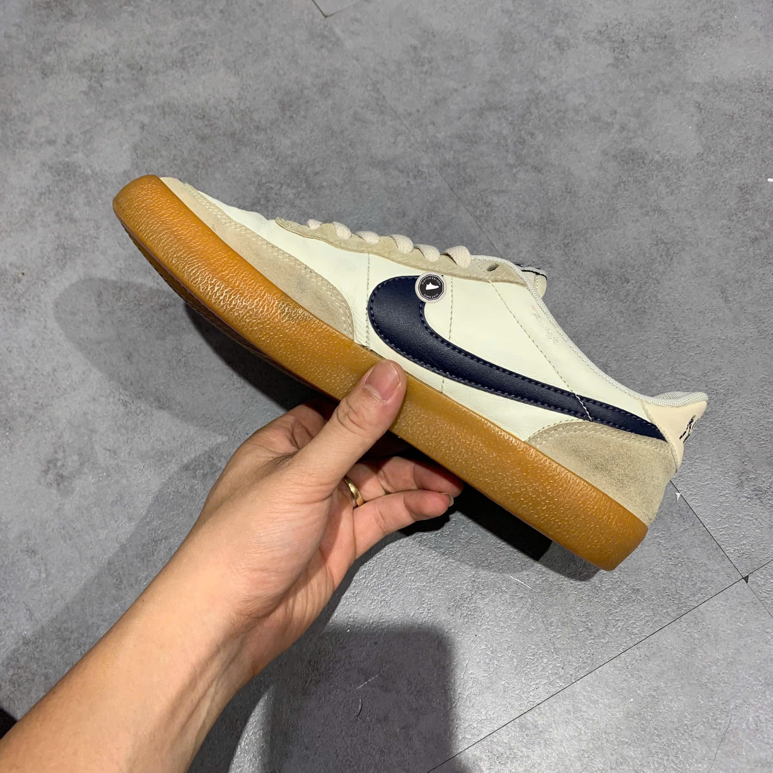 NIKE KILLSHOT 2 LEATHER SAIL GUM YELLOW MIDNIGHT NAVY 432997 107 SIZE 40.5 GIÀY 2HAND CHÍNH HÃNG PVN21140