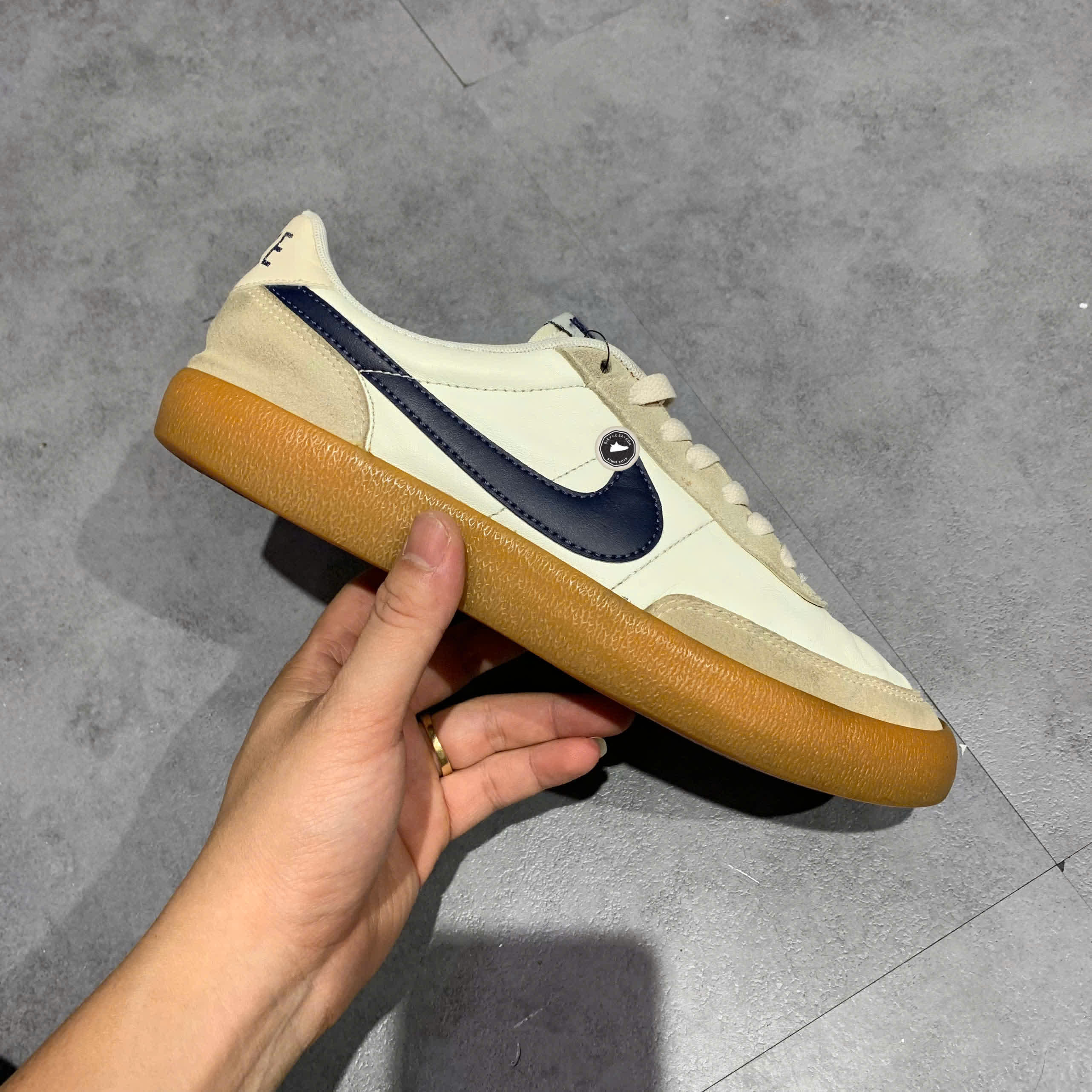 NIKE KILLSHOT 2 LEATHER SAIL GUM YELLOW MIDNIGHT NAVY 432997 107 SIZE 40.5 GIÀY 2HAND CHÍNH HÃNG PVN21140