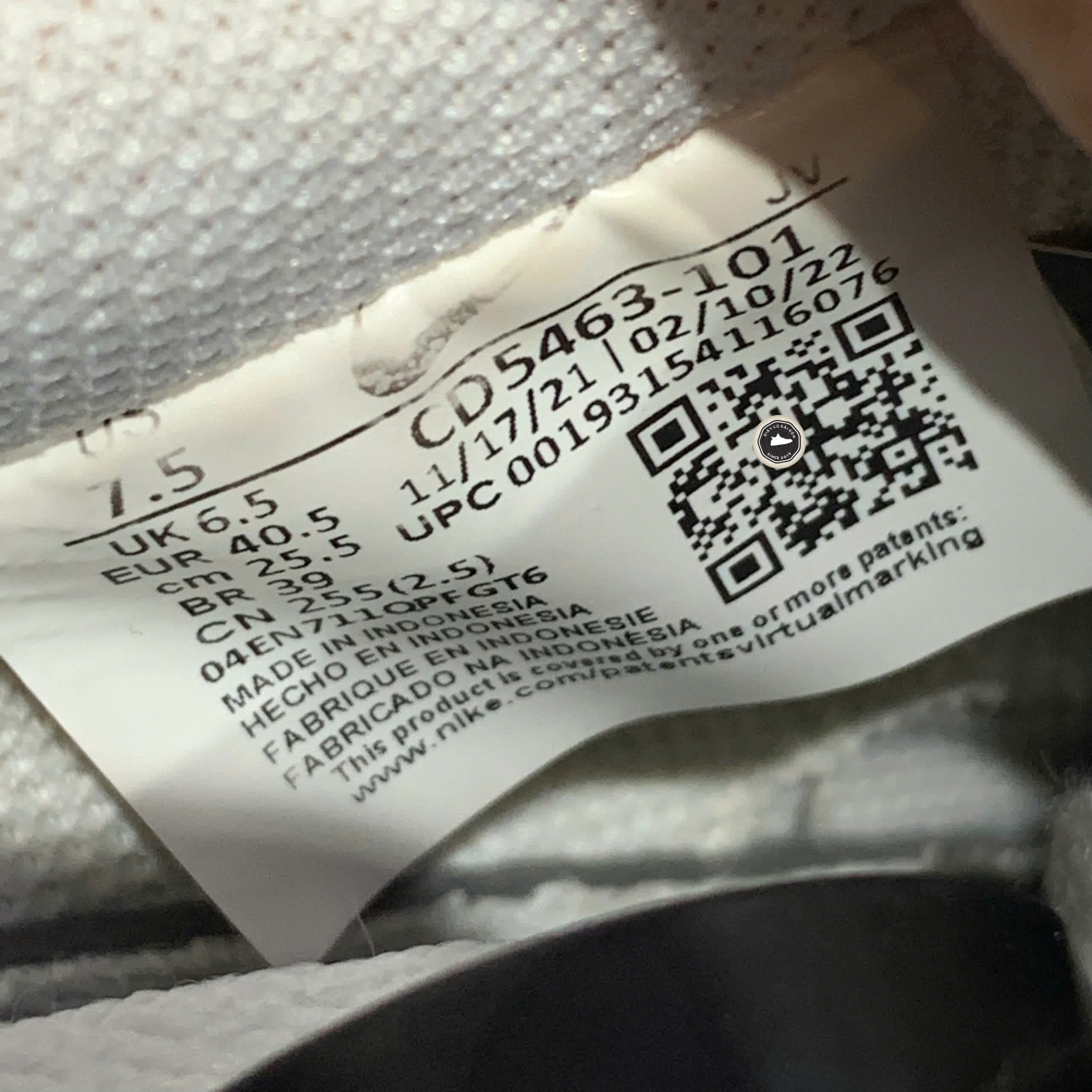 NIKE COURT VISION LOW WHITE BLACK CD5463 101 SIZE 40.5 GIÀY 2HAND CHÍNH HÃNG PVN21219