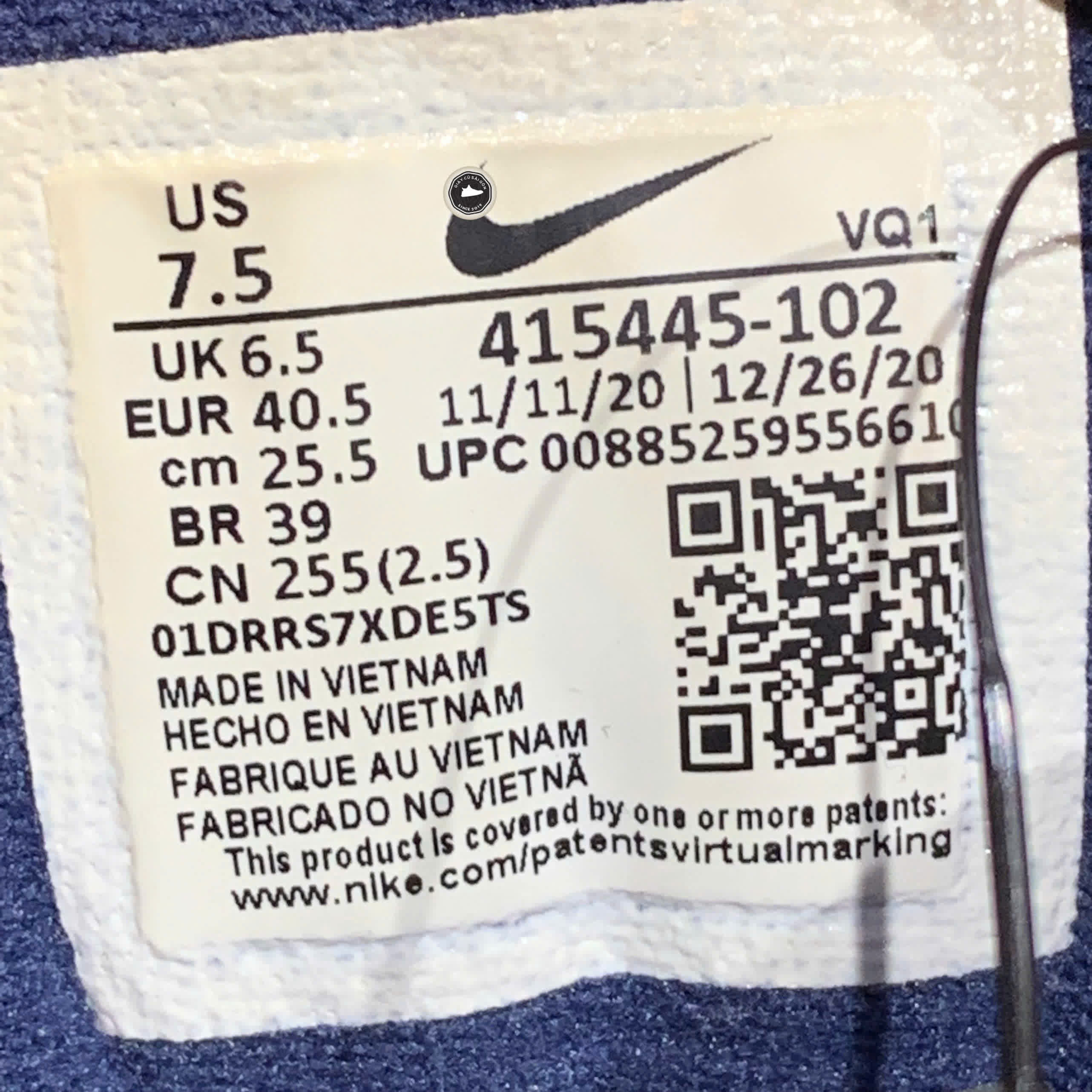 NIKE AIR MONARCH IV WHITE/METALLIC SILVER 415445 102 SIZE 40.5 GIÀY 2HAND CHÍNH HÃNG PVN21128