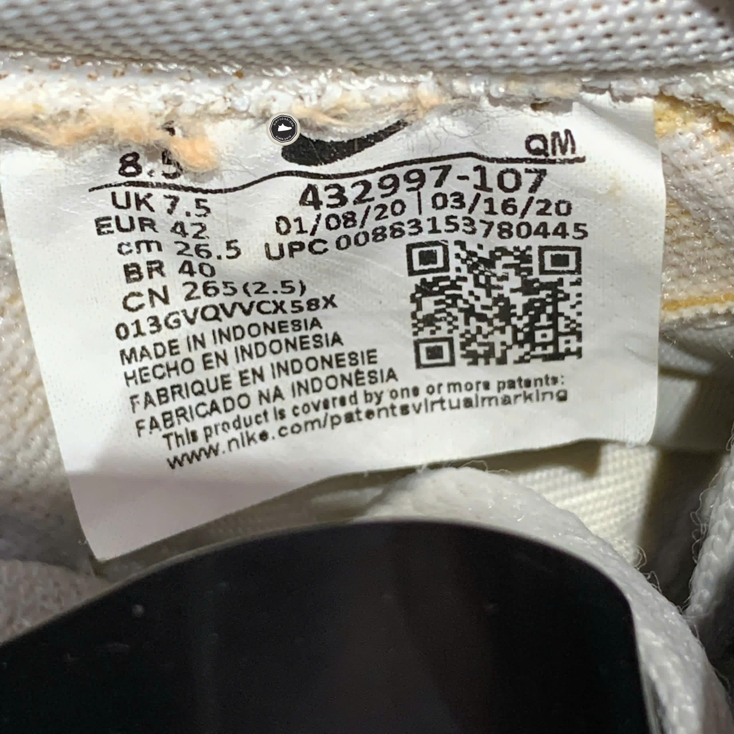 Nike Killshot 2 Leather 'Sail/Gum Yellow/Midnight Navy' 432997 107 SIZE 42 GIÀY 2HAND CHÍNH HÃNG PVN21245