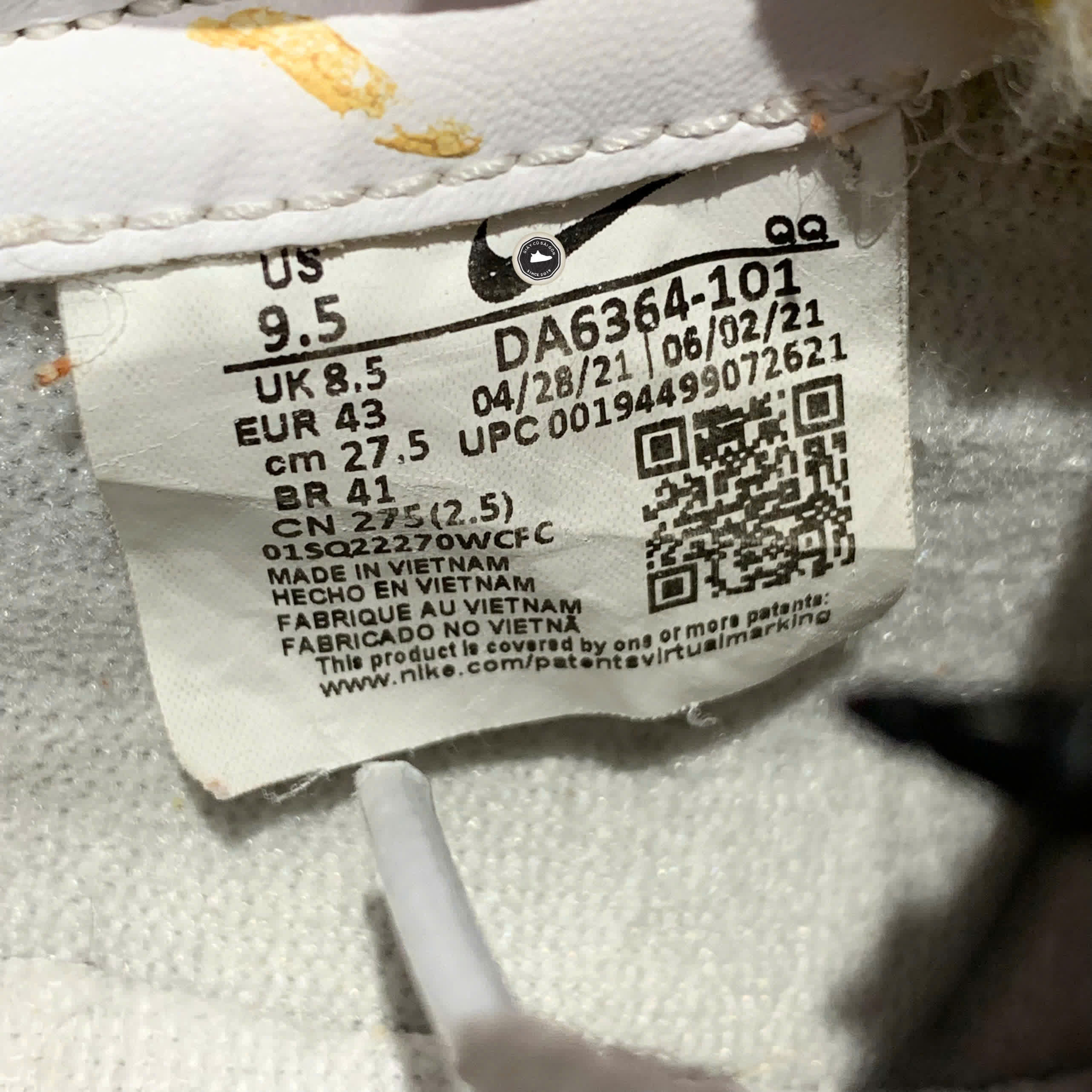 NIKE BLAZER LOW '77 VINTAGE 'WHITE BLACK' DA6364 101 SIZE 43 GIÀY 2HAND CHÍNH HÃNG PVN21205