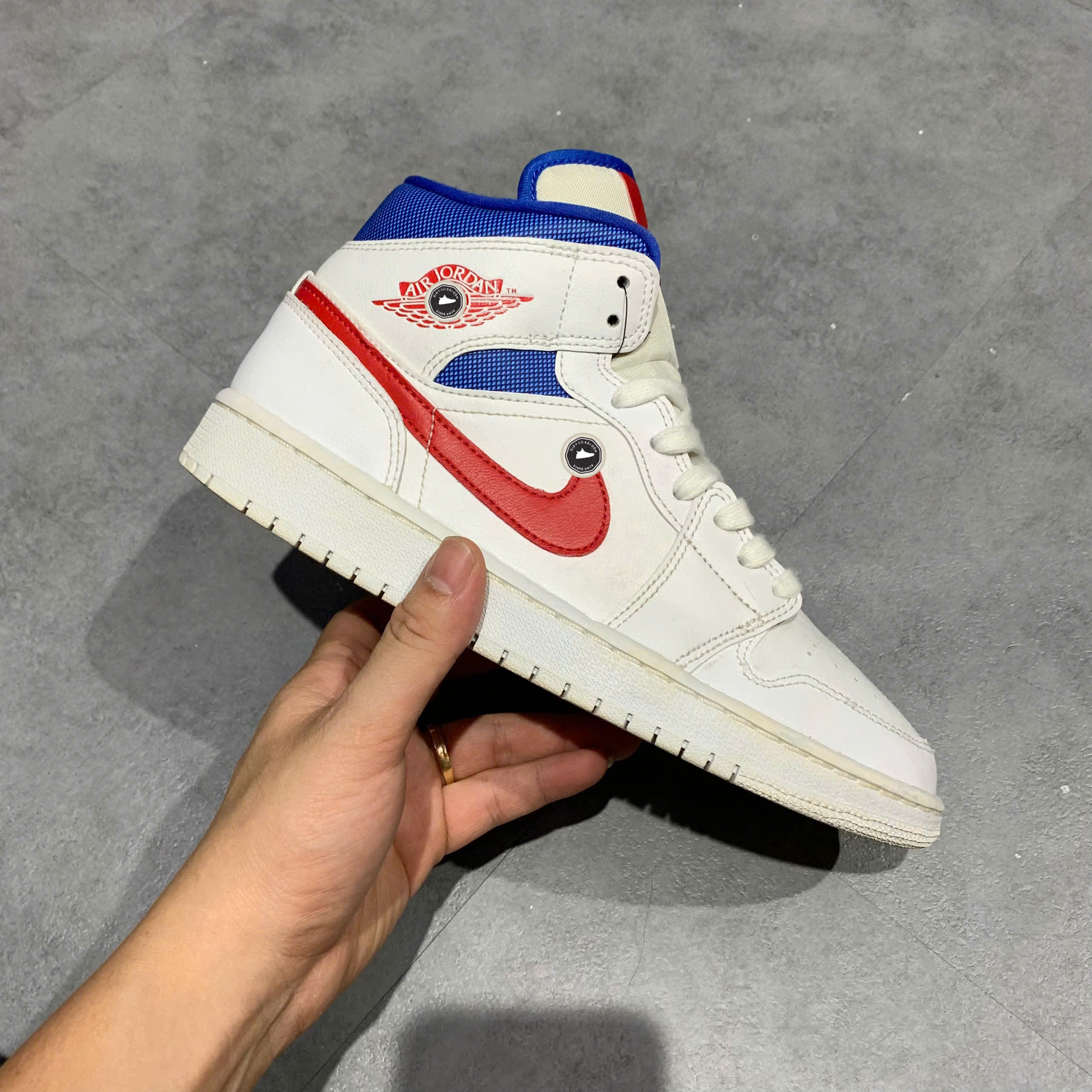 air jordan 1 mid white red royal