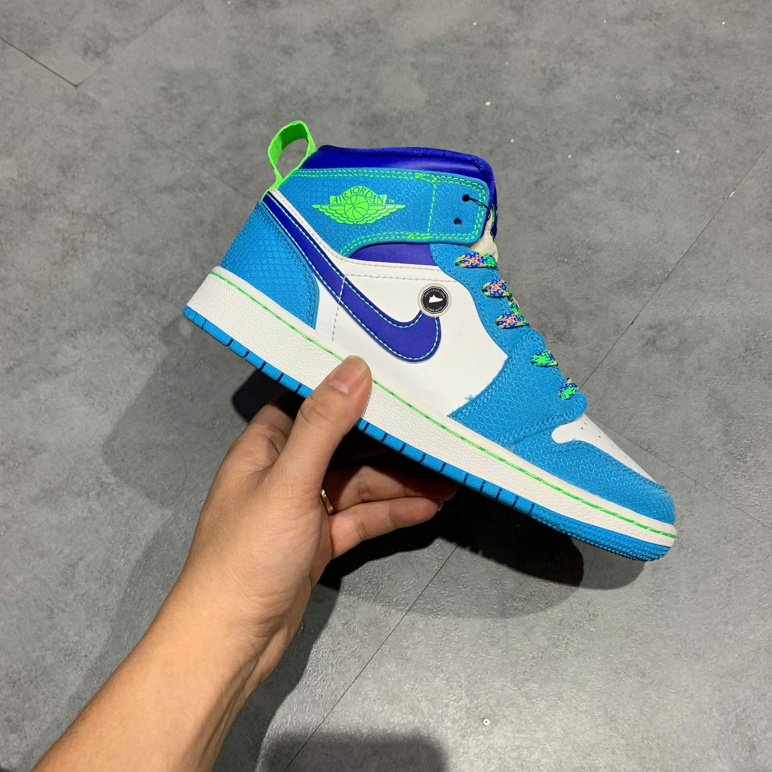 Air Jordan 1 Mid GS Sprite Blue/White/Green DA8010 400 SIZE 36 GIÀY 2HAND CHÍNH HÃNG PVN22110
