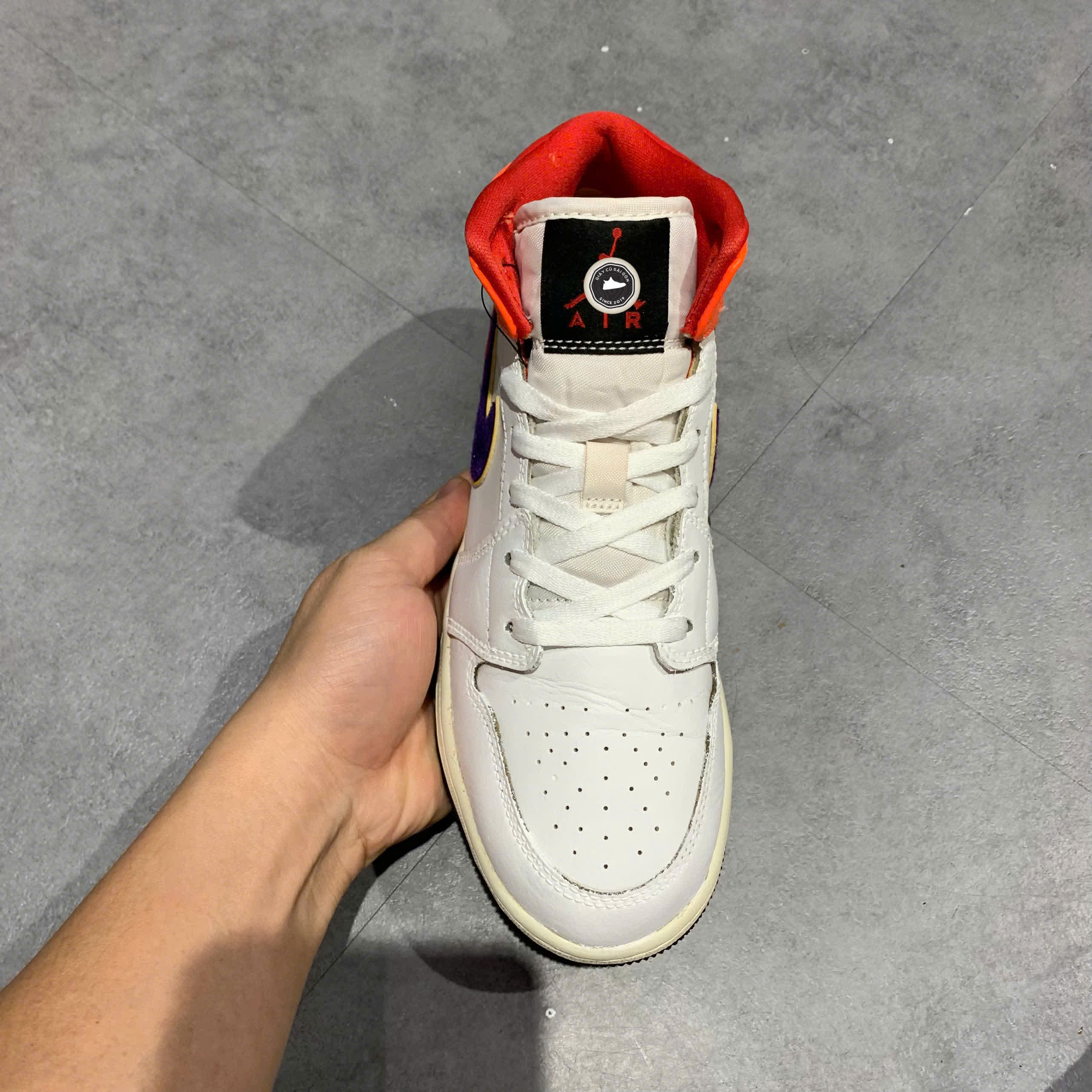 SIAir Jordan 1 Mid Alternate Multi-Color (GS) White Court Purple Spirit Teal 554725 128 SIZE 37.5 GIÀY 2HAND CHÍNH HÃNG PVN22154