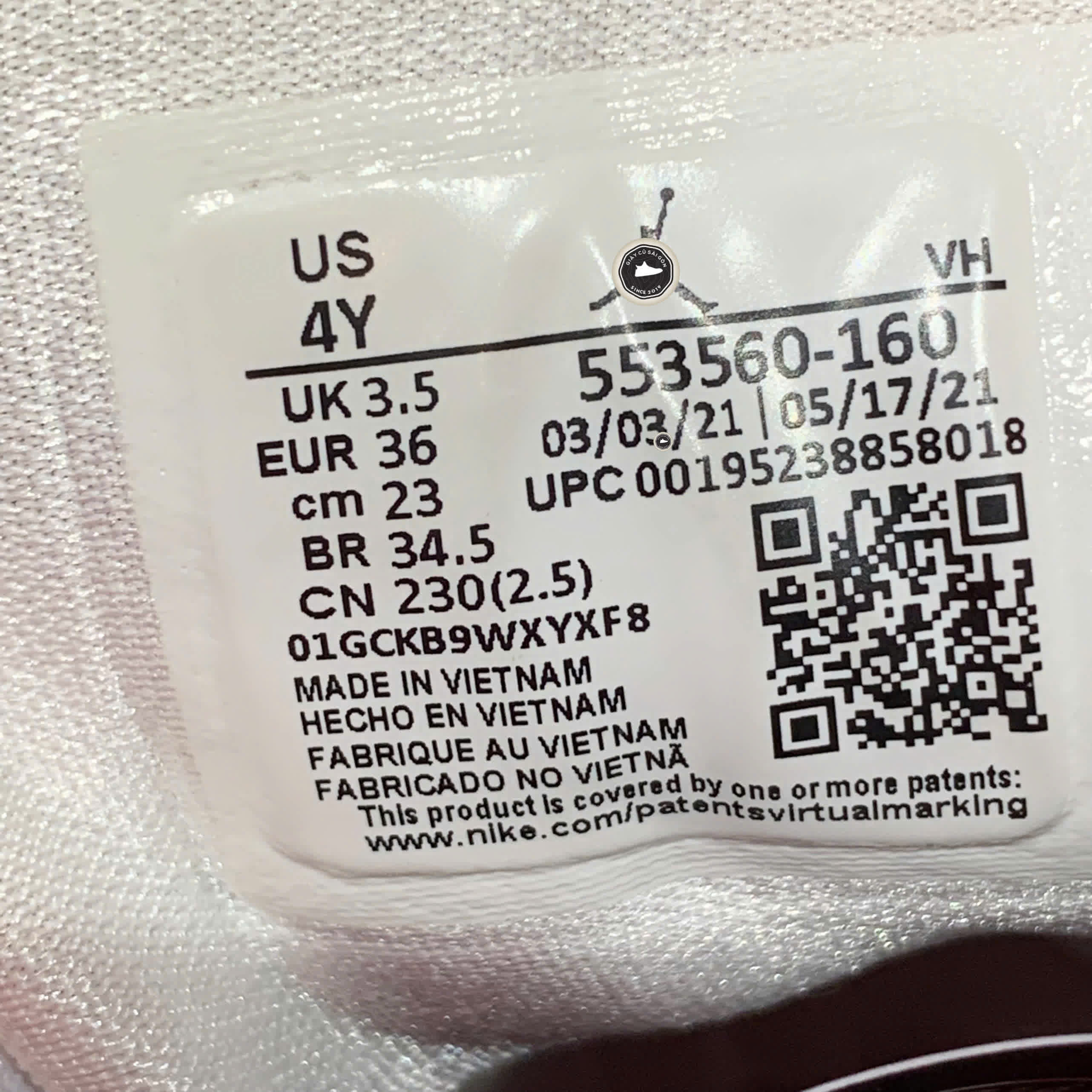 AIR JORDAN 1 LOW GS 'CHICAGO HOME' 553560 160 SIZE 36 GIÀY 2HAND CHÍNH HÃNG PVN22146