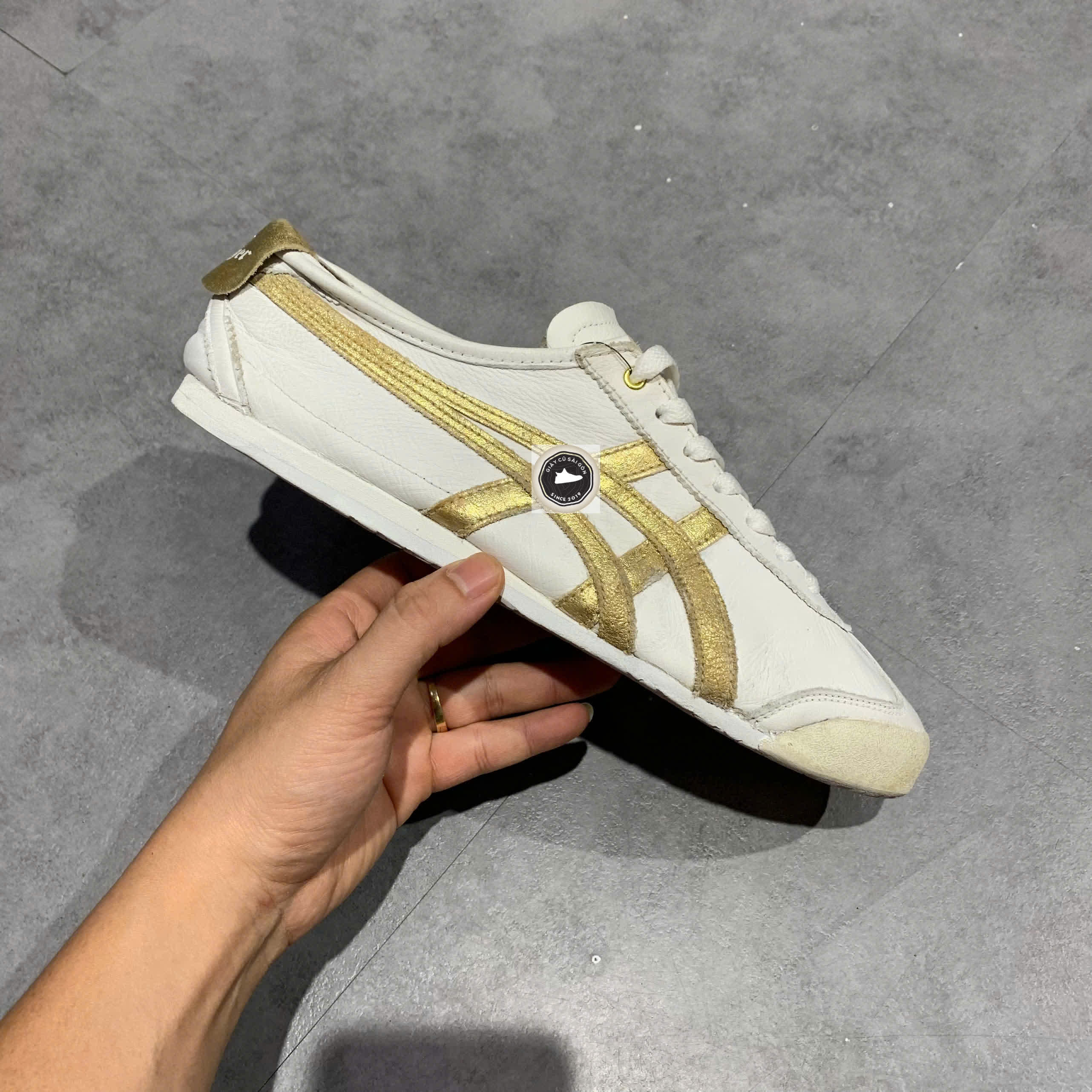 ONITSUKA TIGER MEXICO 66 WHITE RICH GOLD DL408-0194 SIZE 42.5 GIÀY 2HAND CHÍNH HÃNG 22196