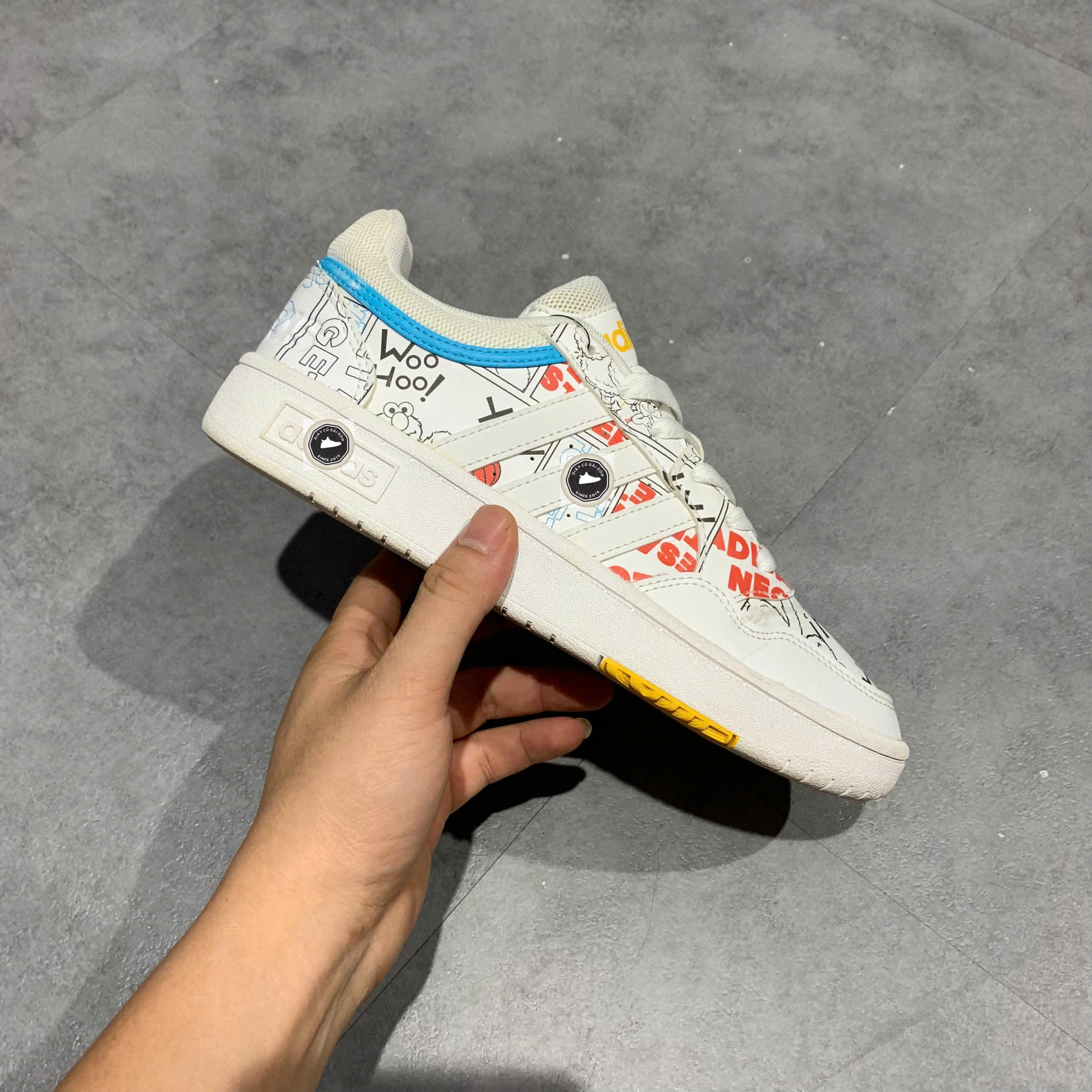 Adidas Hoops 3.0 Low White Black - GW6990 - Size 37 1/3 - GIÀY 2HAND CHÍNH HÃNG 22935