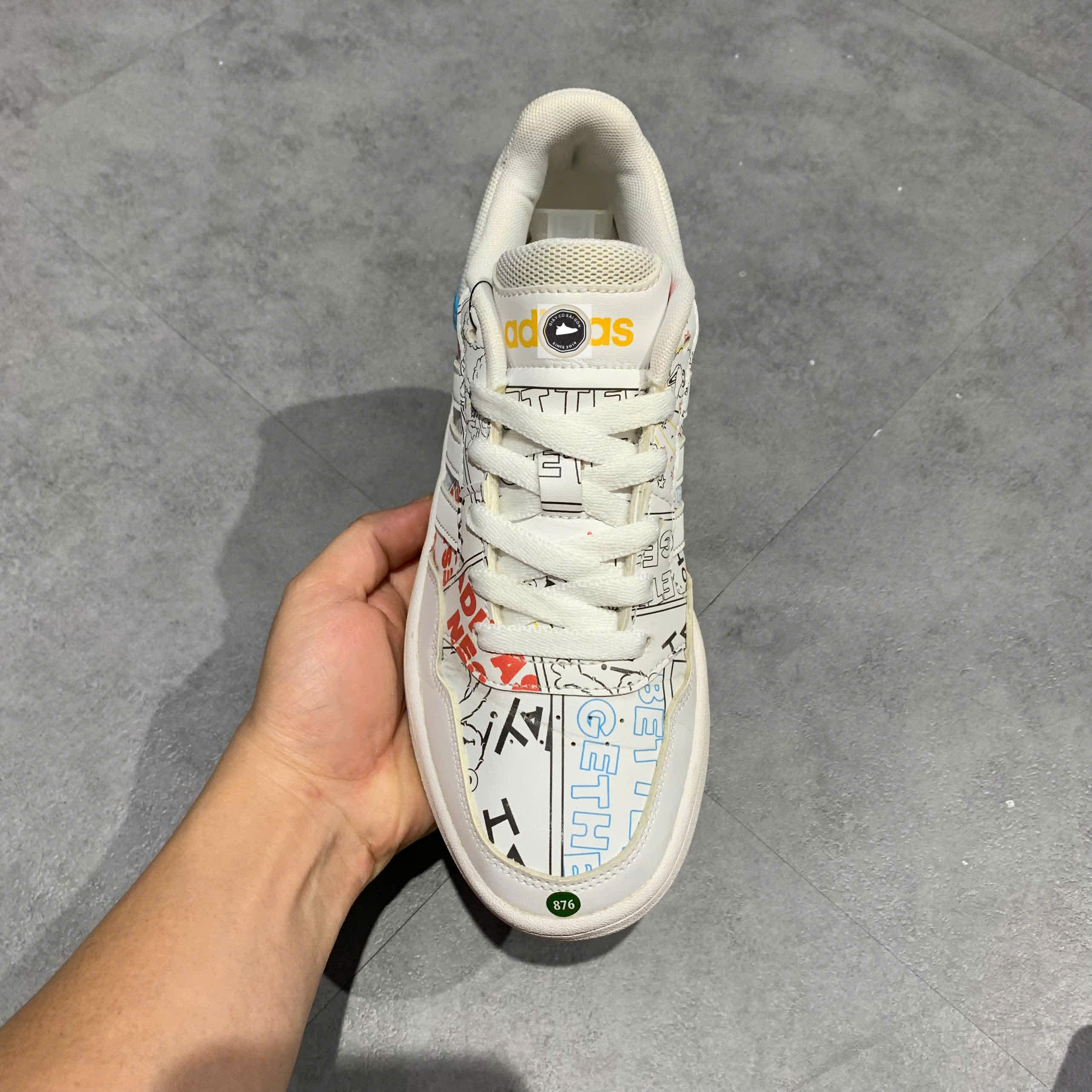 Adidas Hoops 3.0 Low White Black - GW6990 - Size 37 1/3 - GIÀY 2HAND CHÍNH HÃNG 22935