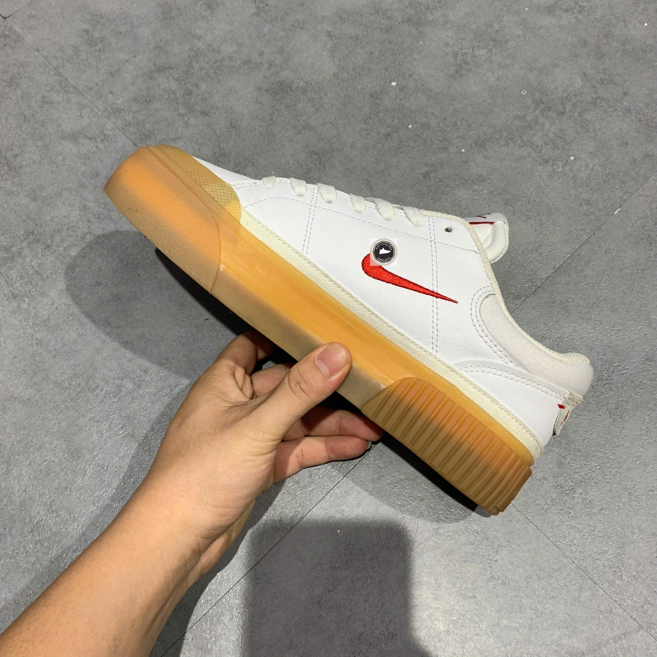 Nike Court Legacy Lift White University Red Gum - FV5526 103 - Size 38.5 - GIÀY 2HAND CHÍNH HÃNG 23015