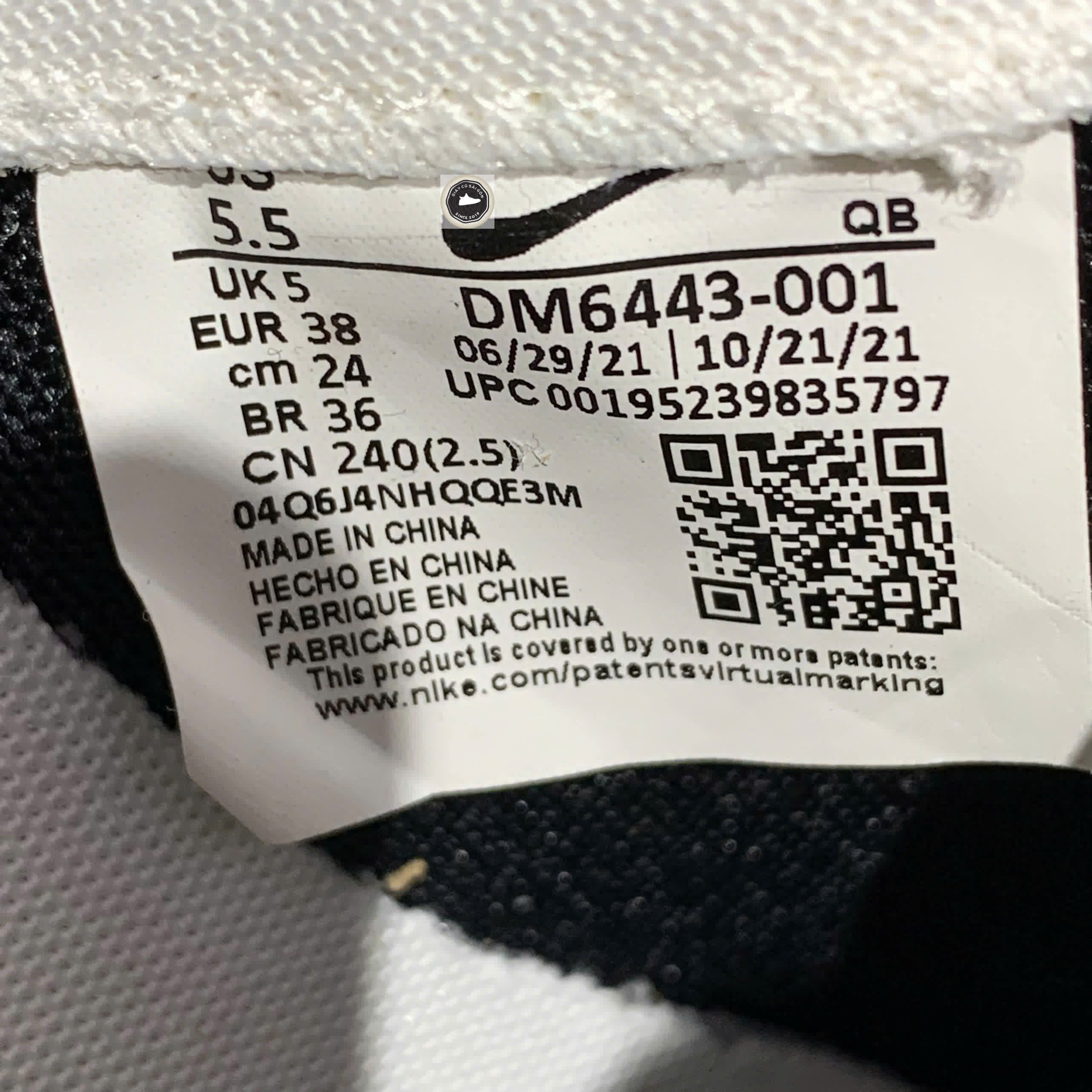 🔥 Giày Nike Blazer Low ‘Sacai Black Leather’ DM6443‑001 – SIZE 38 – PVN22907 – CHÍNH HÃNG