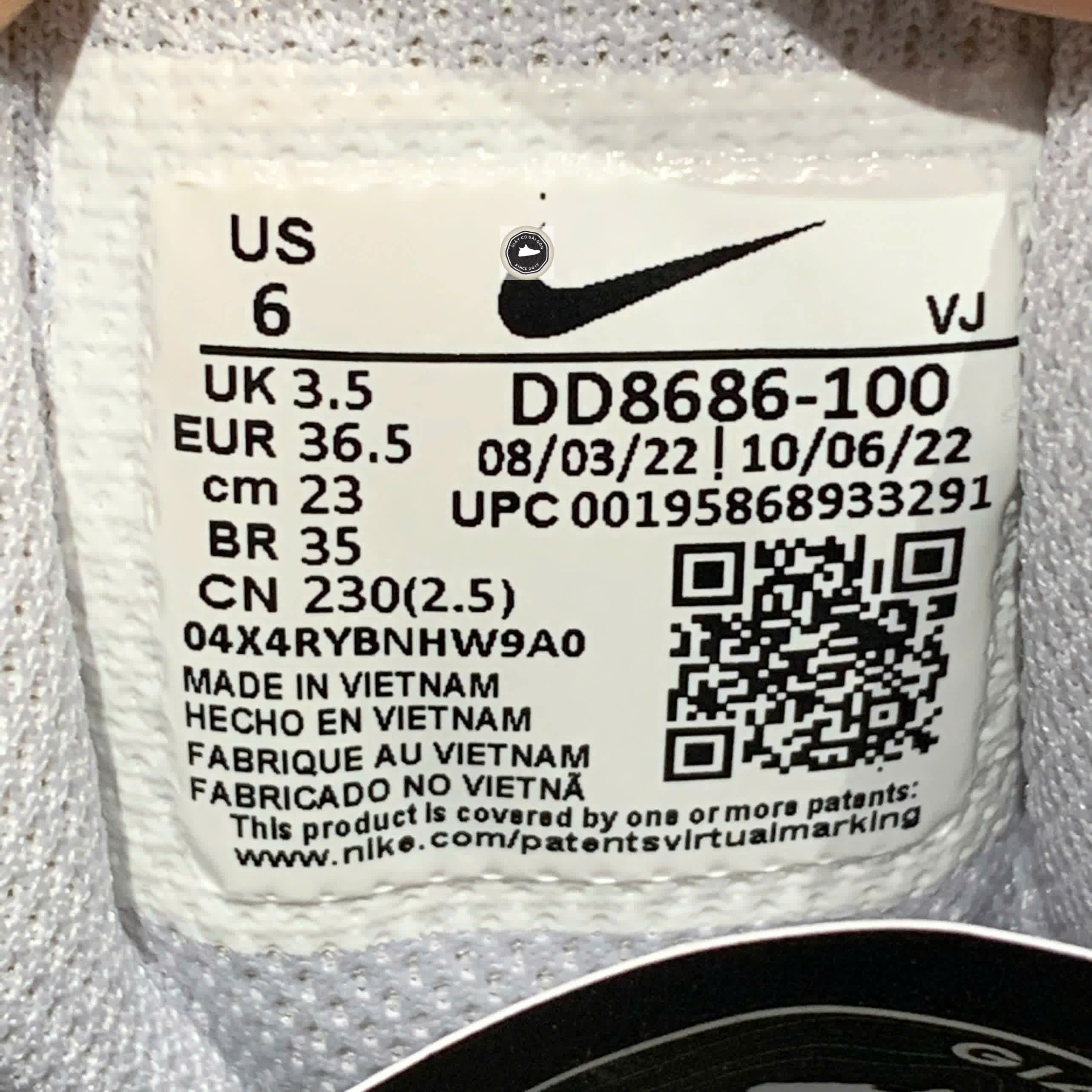 🔥 Giày Nike Air Winflo 9 'White Metallic Silver' DD8686‑100 – SIZE 36.5 – PVN22941 – CHÍNH HÃNG