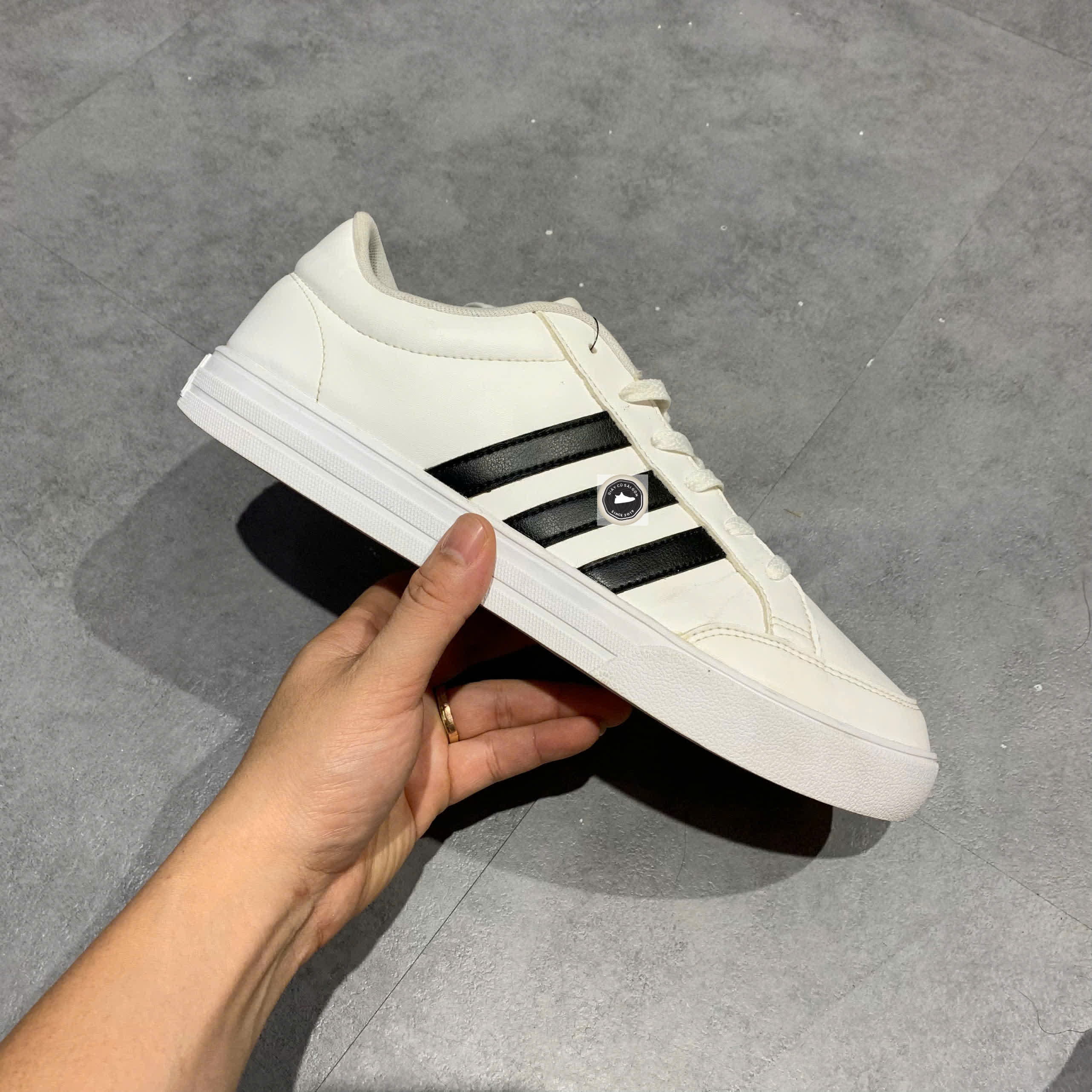 🔥 Adidas VS Set 'White Black' BC0130 – SIZE 44 – PVN23635 – CHÍNH HÃNG